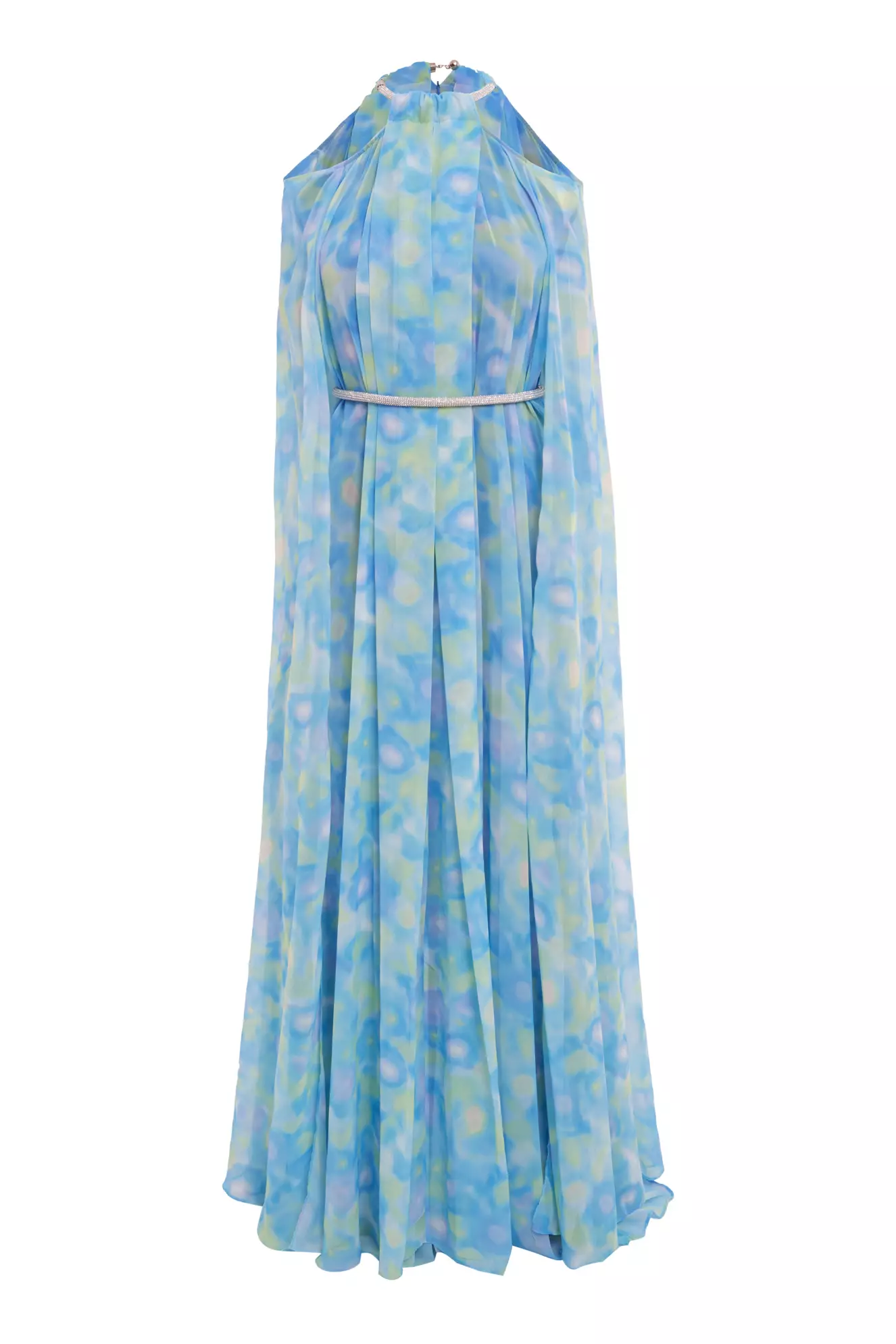 Printed Sifon Long Sleeve Long Dress