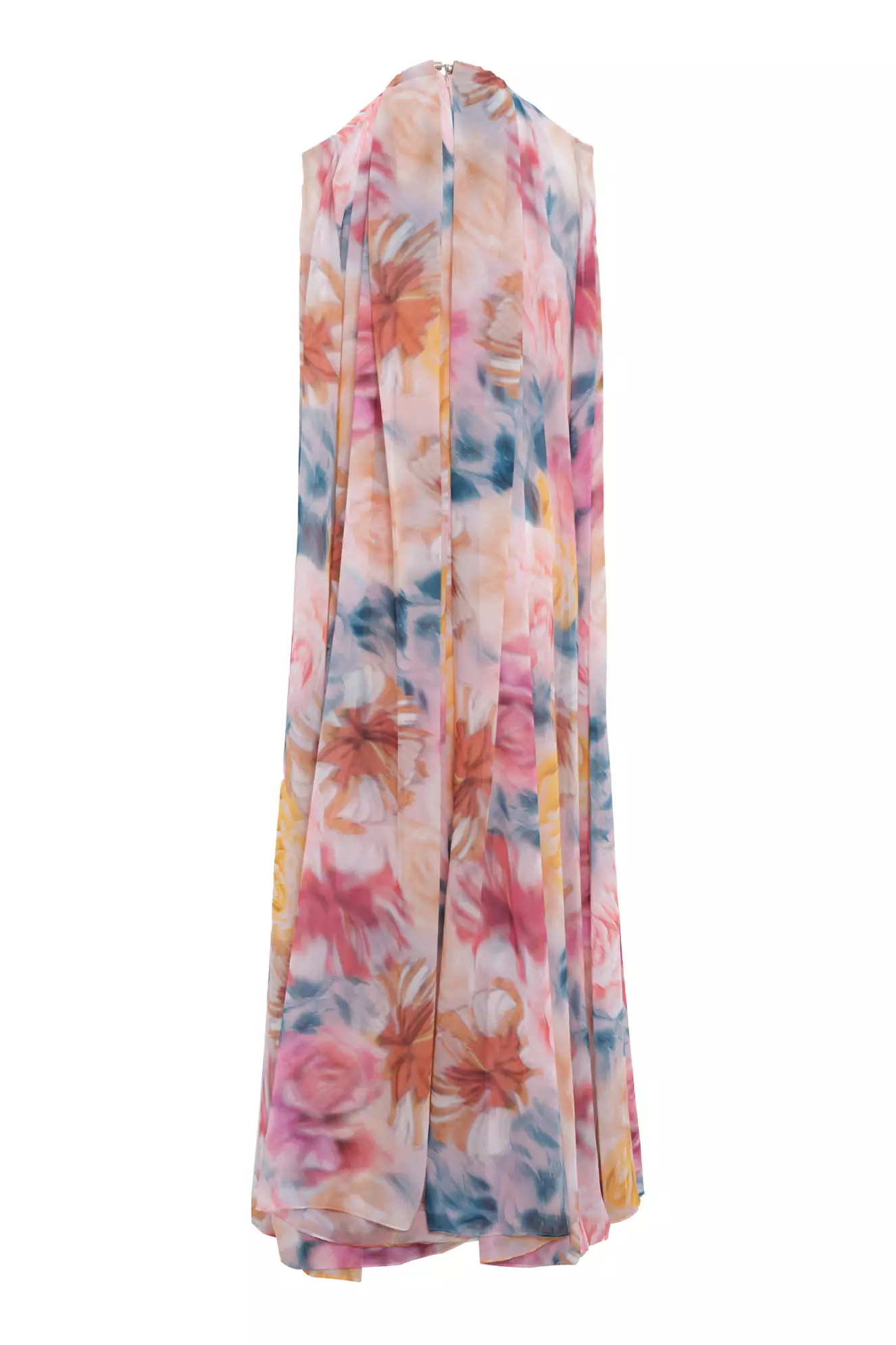 Printed Sifon Long Sleeve Long Dress