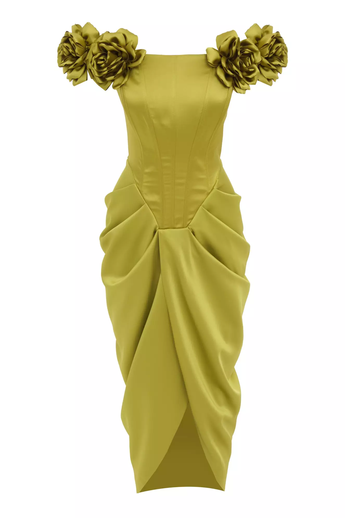 Pistachio Green Satin Sleeveless Long Dress