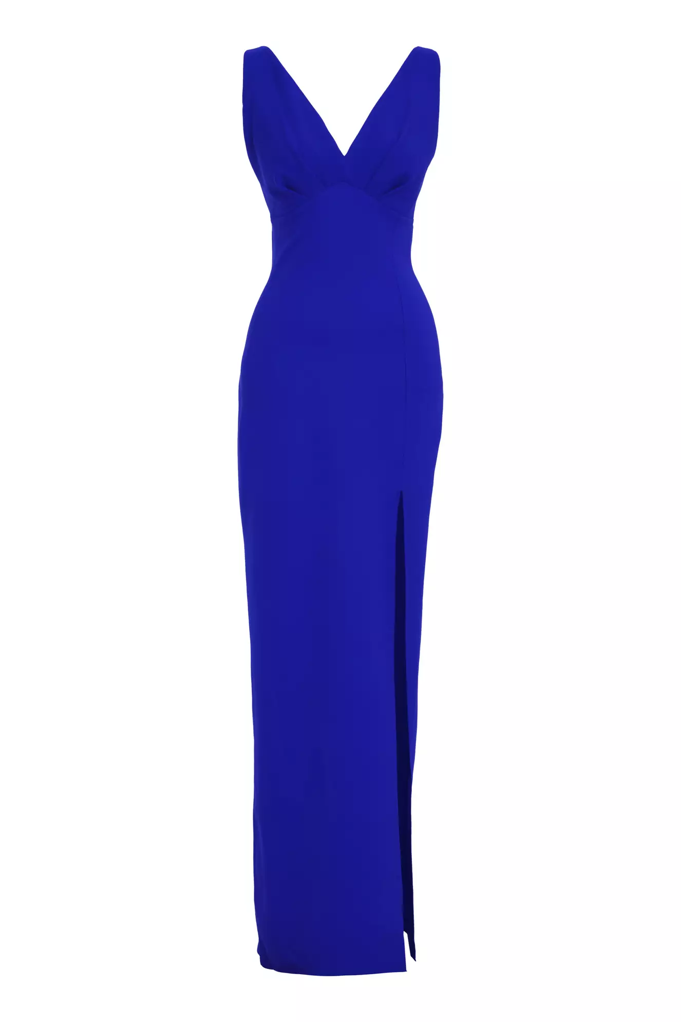 Blue Crepe Sleeveless Long Dress