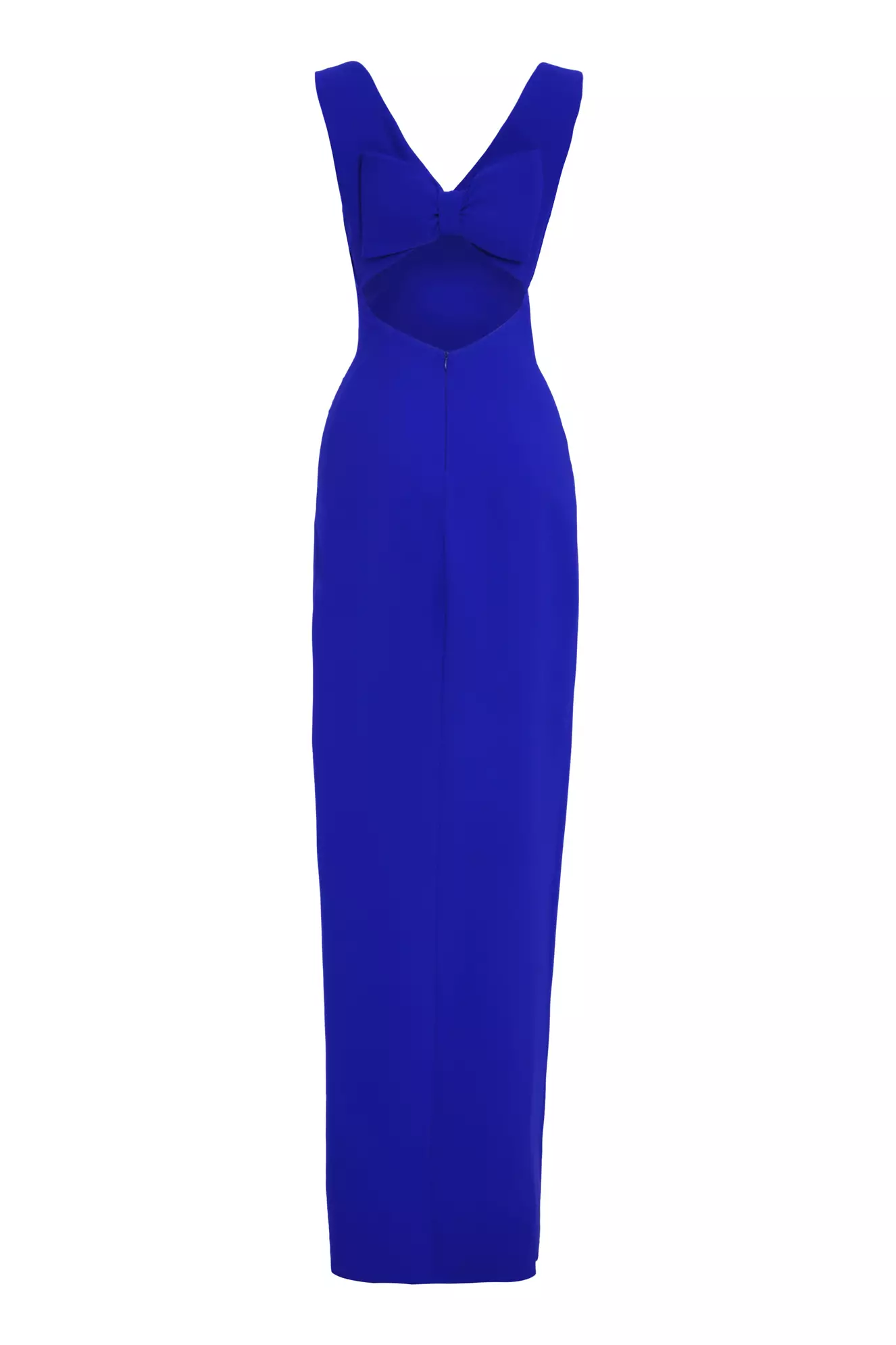 Blue Crepe Sleeveless Long Dress