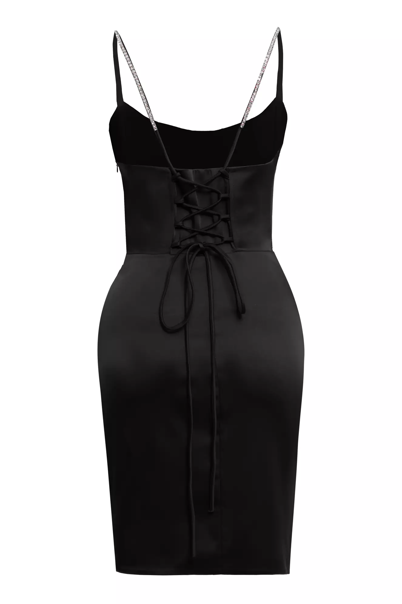 Black Satin Sleeveless Mini Dress