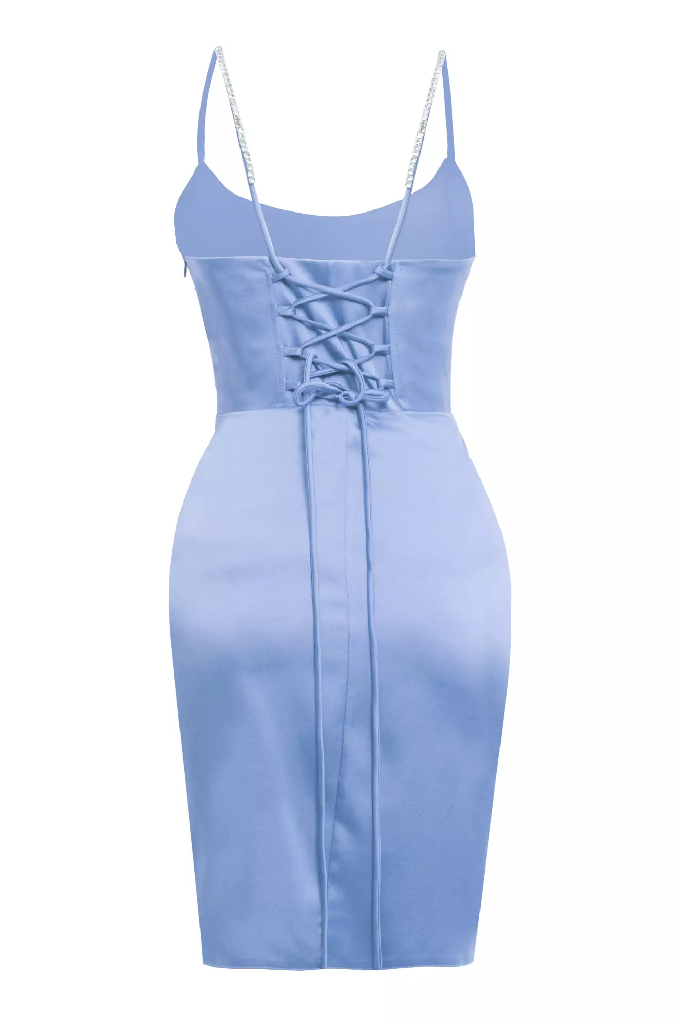Blue satin sleeveless mini dress