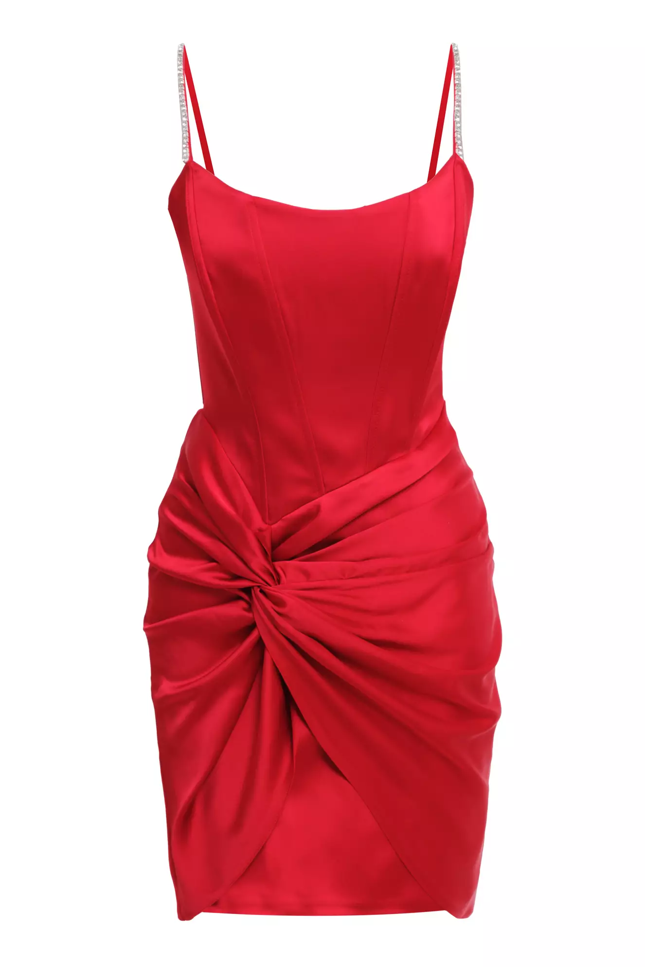 Red Satin Sleeveless Mini Dress