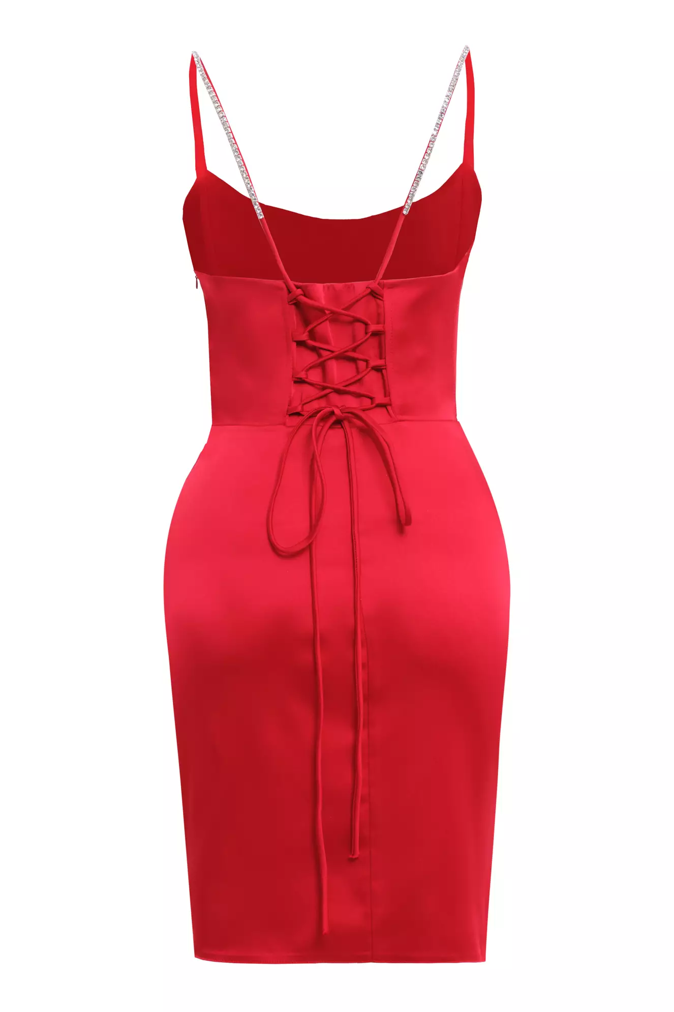 Red Satin Sleeveless Mini Dress