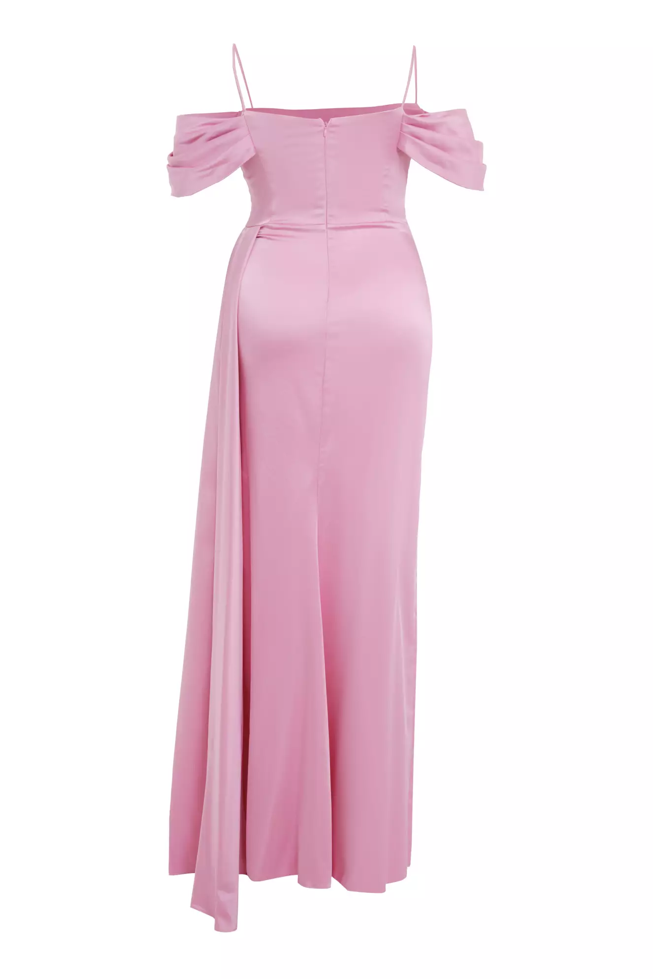 Pink Plus Size Satin Sleeveless Long Dress