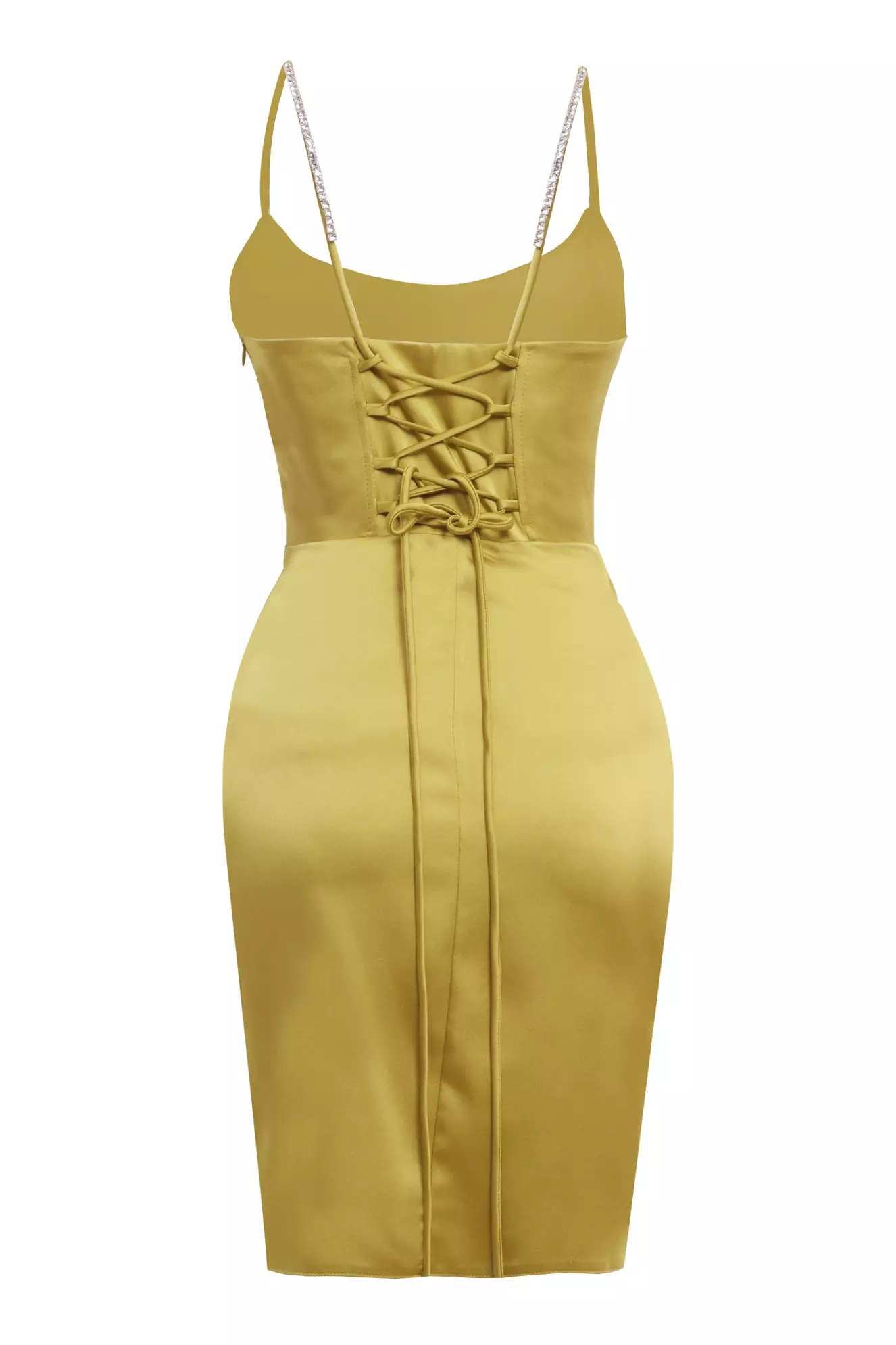 Pistachio green satin sleeveless mini dress