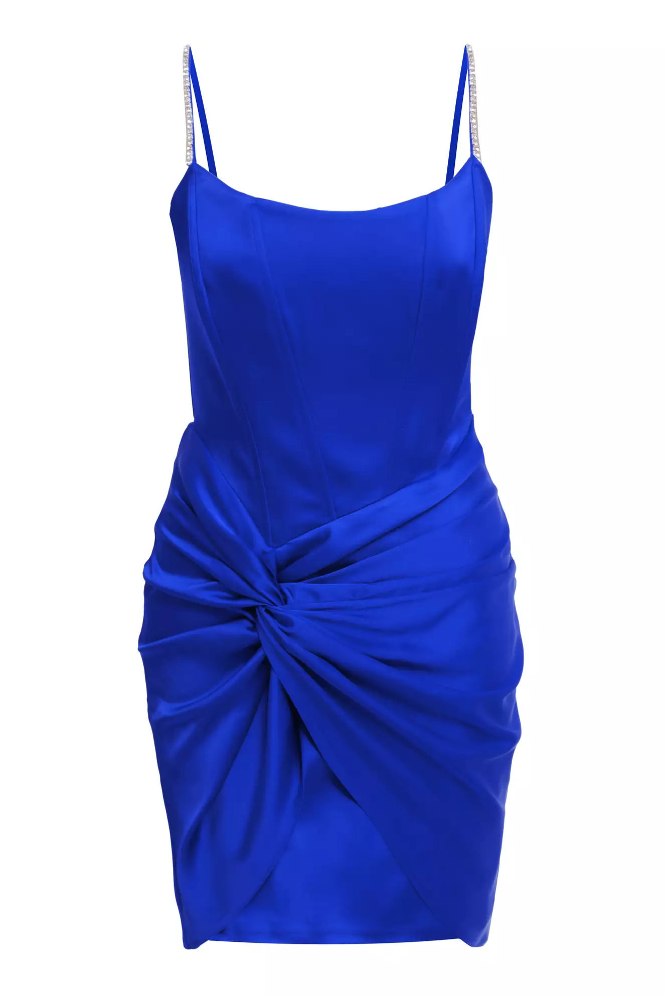 Blue Plus Size Satin Sleeveless Mini Dress