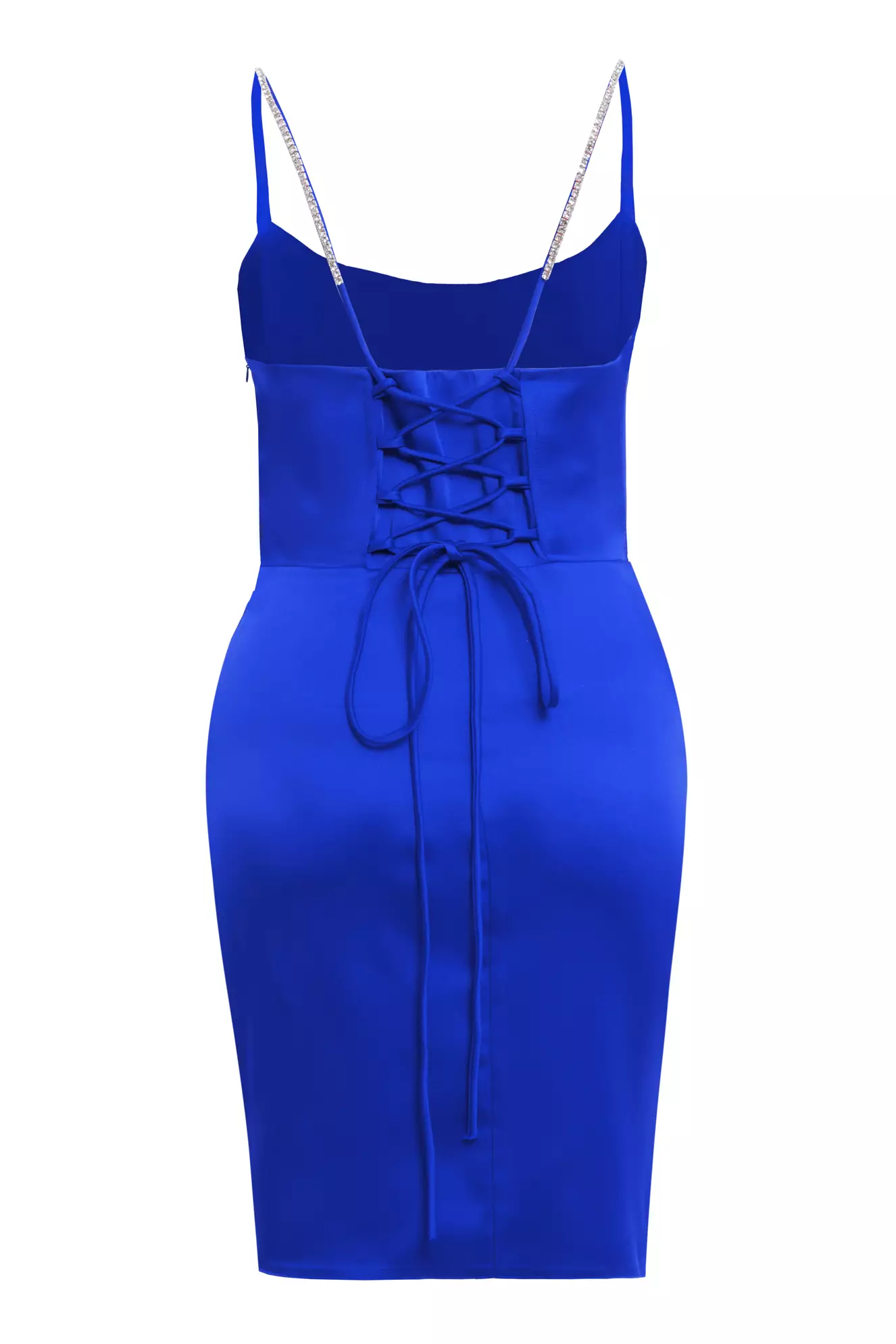 Blue Plus Size Satin Sleeveless Mini Dress