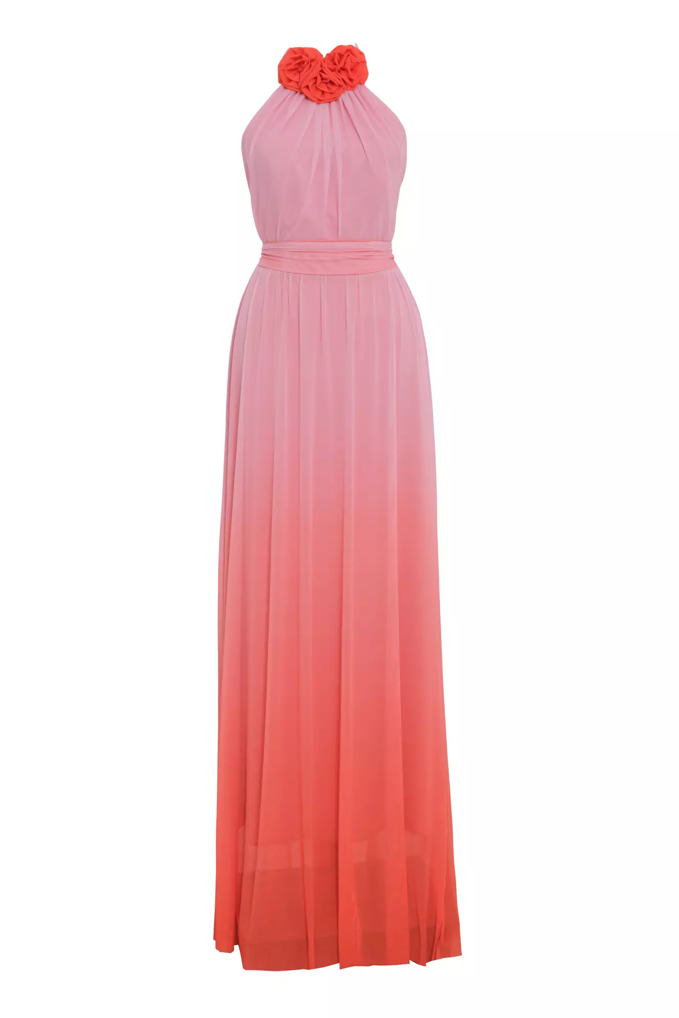 Orange Tulle Sleeveless Long Dress