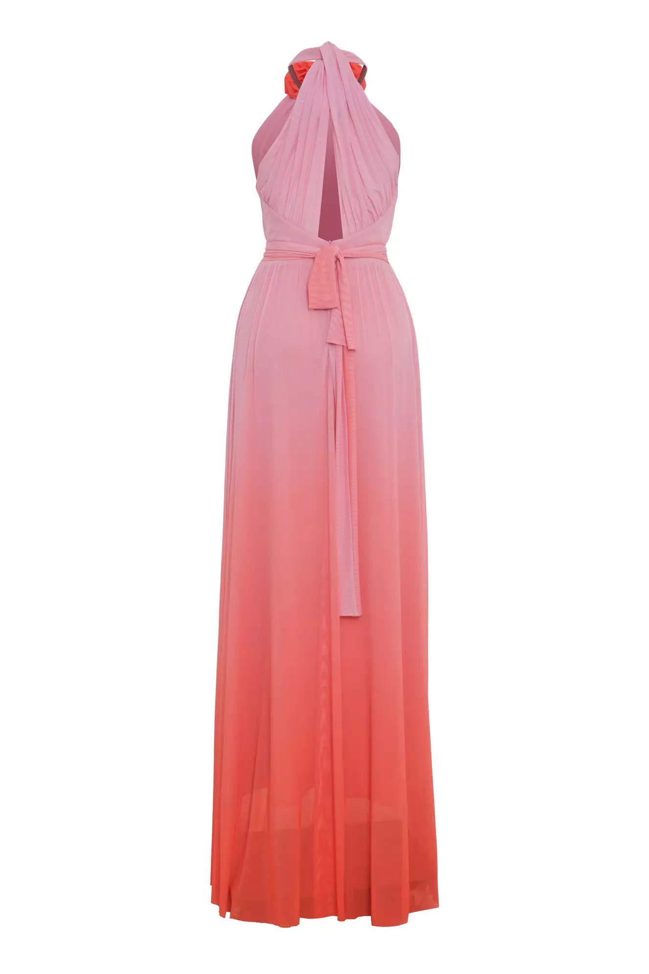 Orange Tulle Sleeveless Long Dress