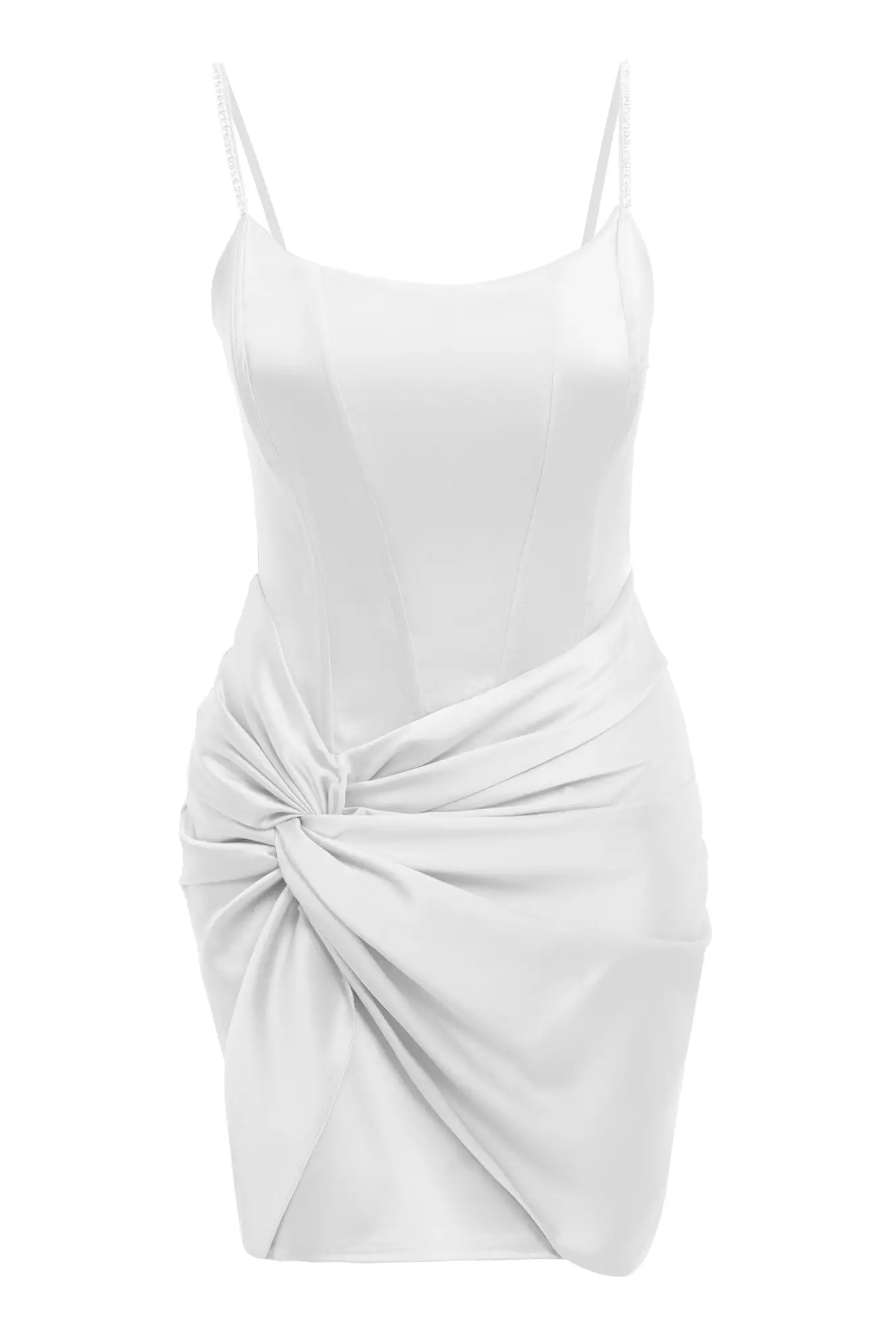 White Plus Size Satin Sleeveless Mini Dress