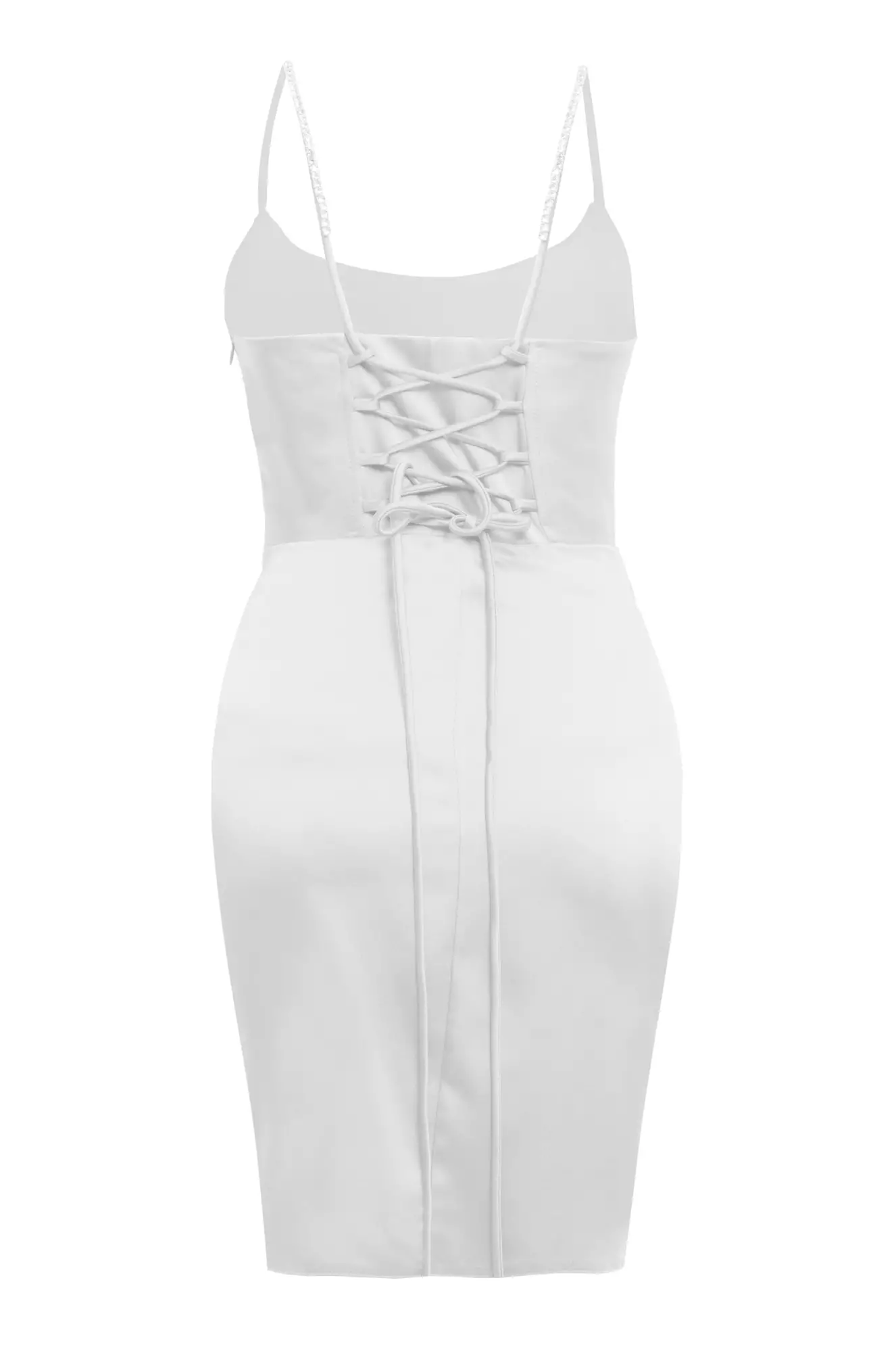 White Plus Size Satin Sleeveless Mini Dress