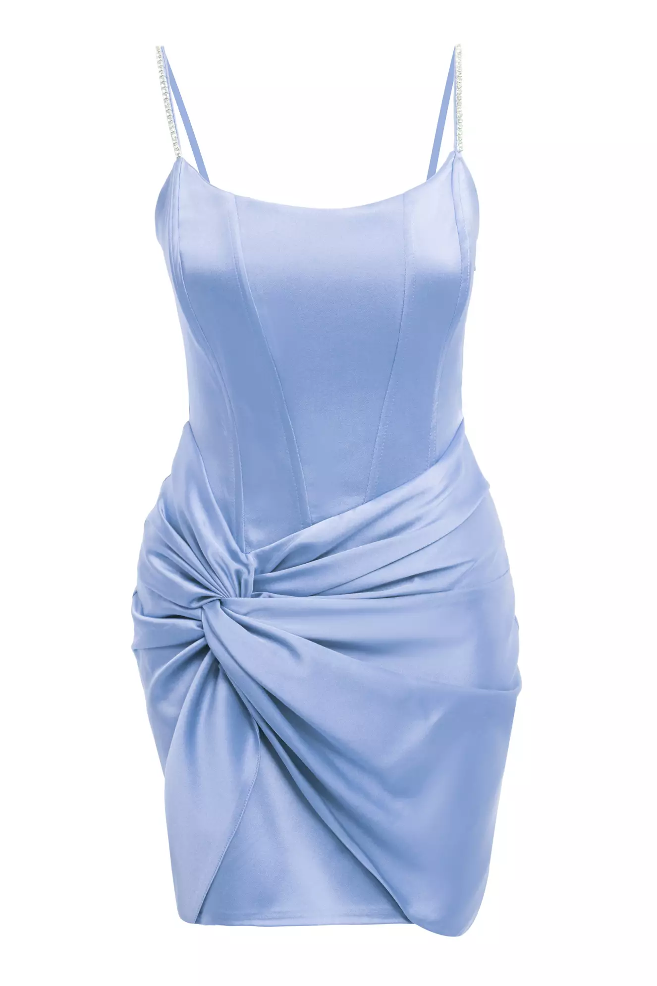 Blue Plus Size Satin Sleeveless Mini Dress