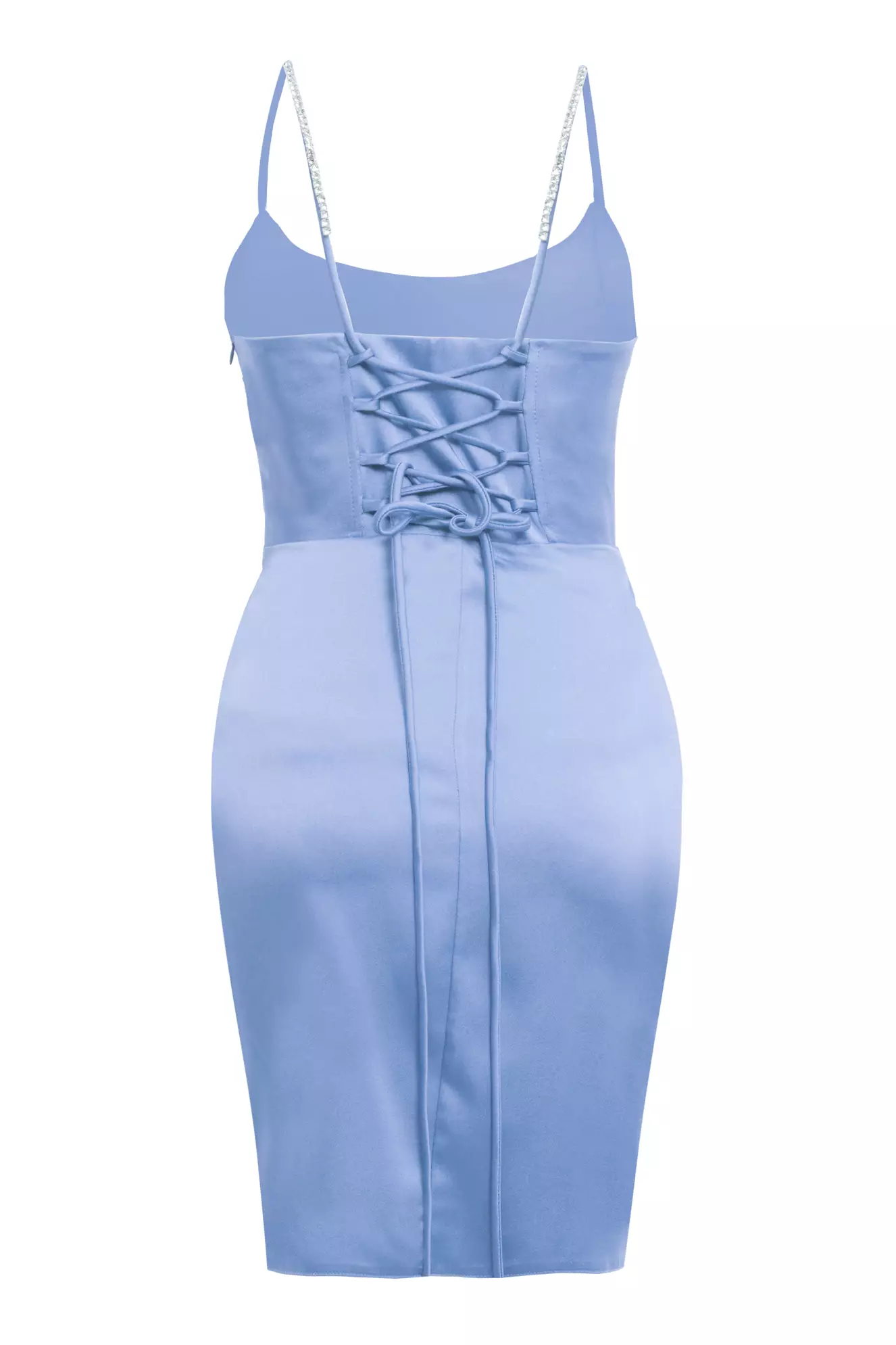 Blue Plus Size Satin Sleeveless Mini Dress