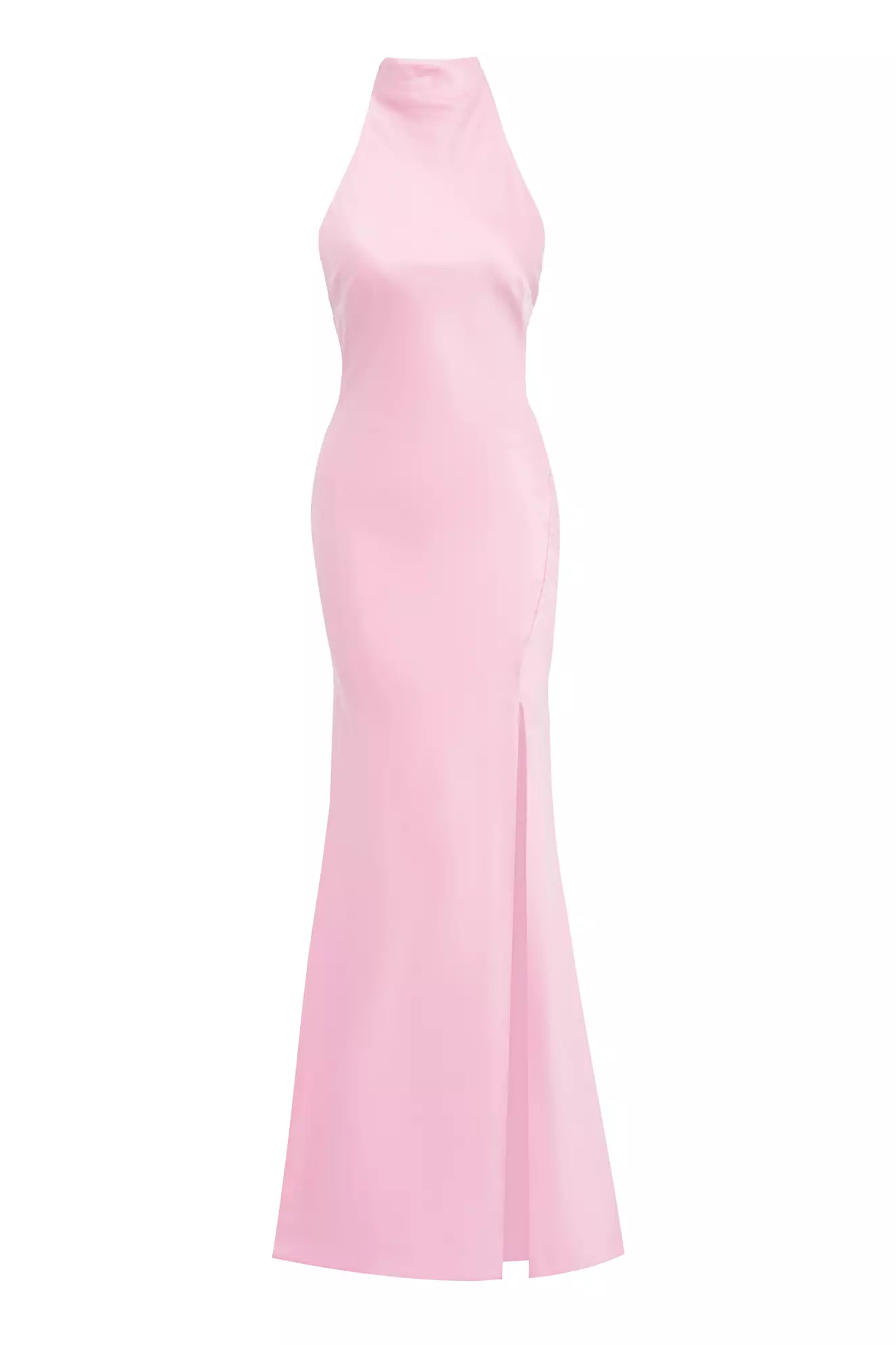 Blush Satin Sleeveless Long Dress