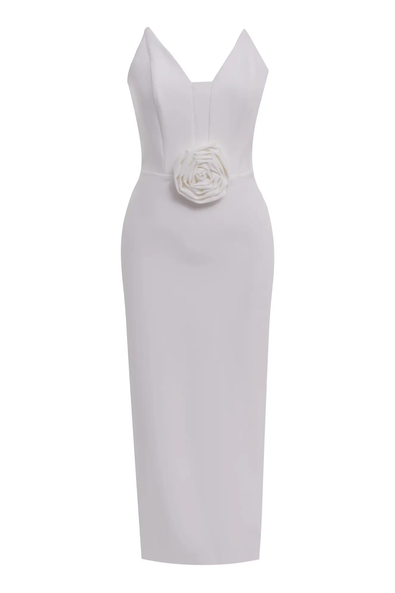 White Crepe Sleeveless Maxi Dress