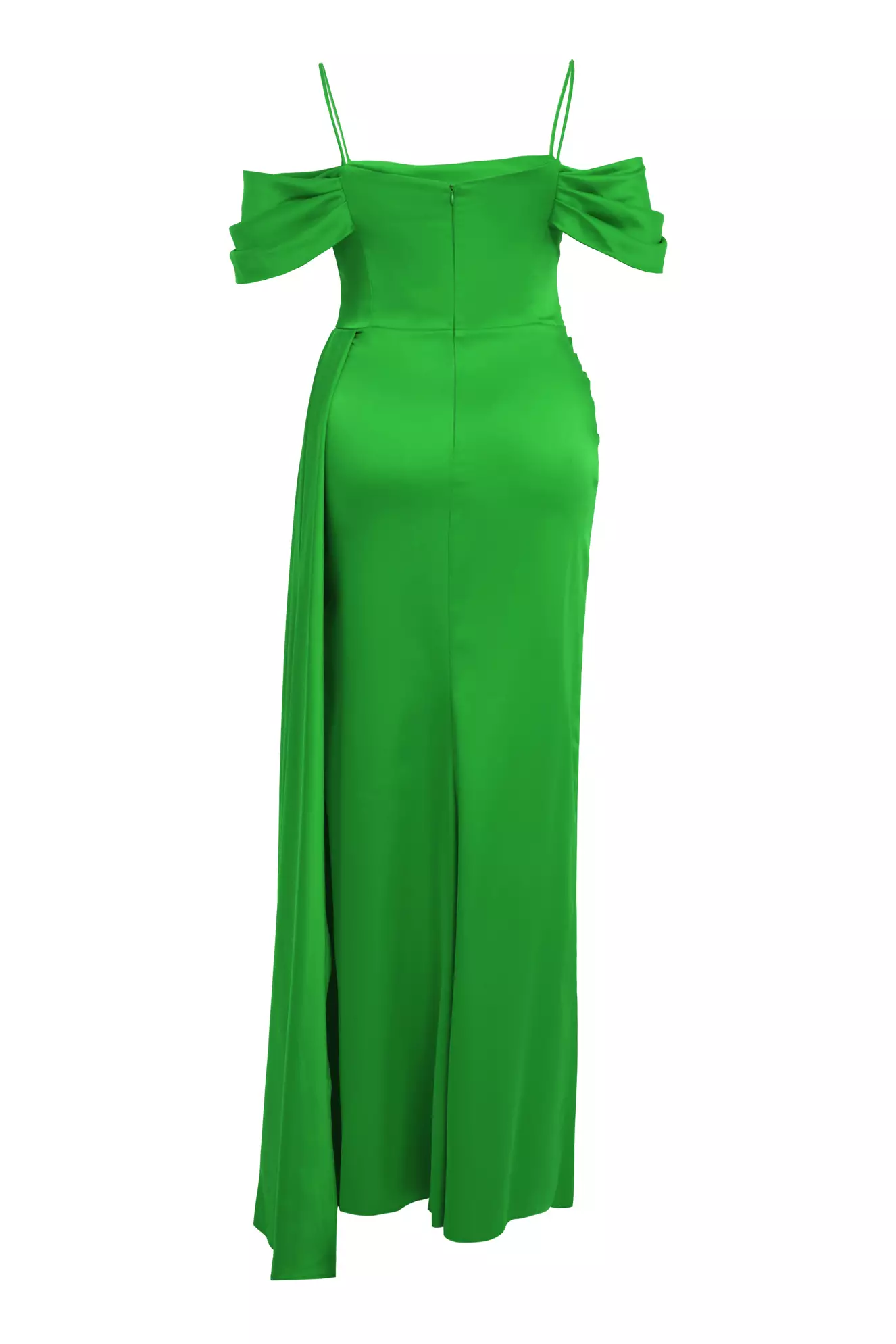 Green Plus Size Satin Sleeveless Long Dress