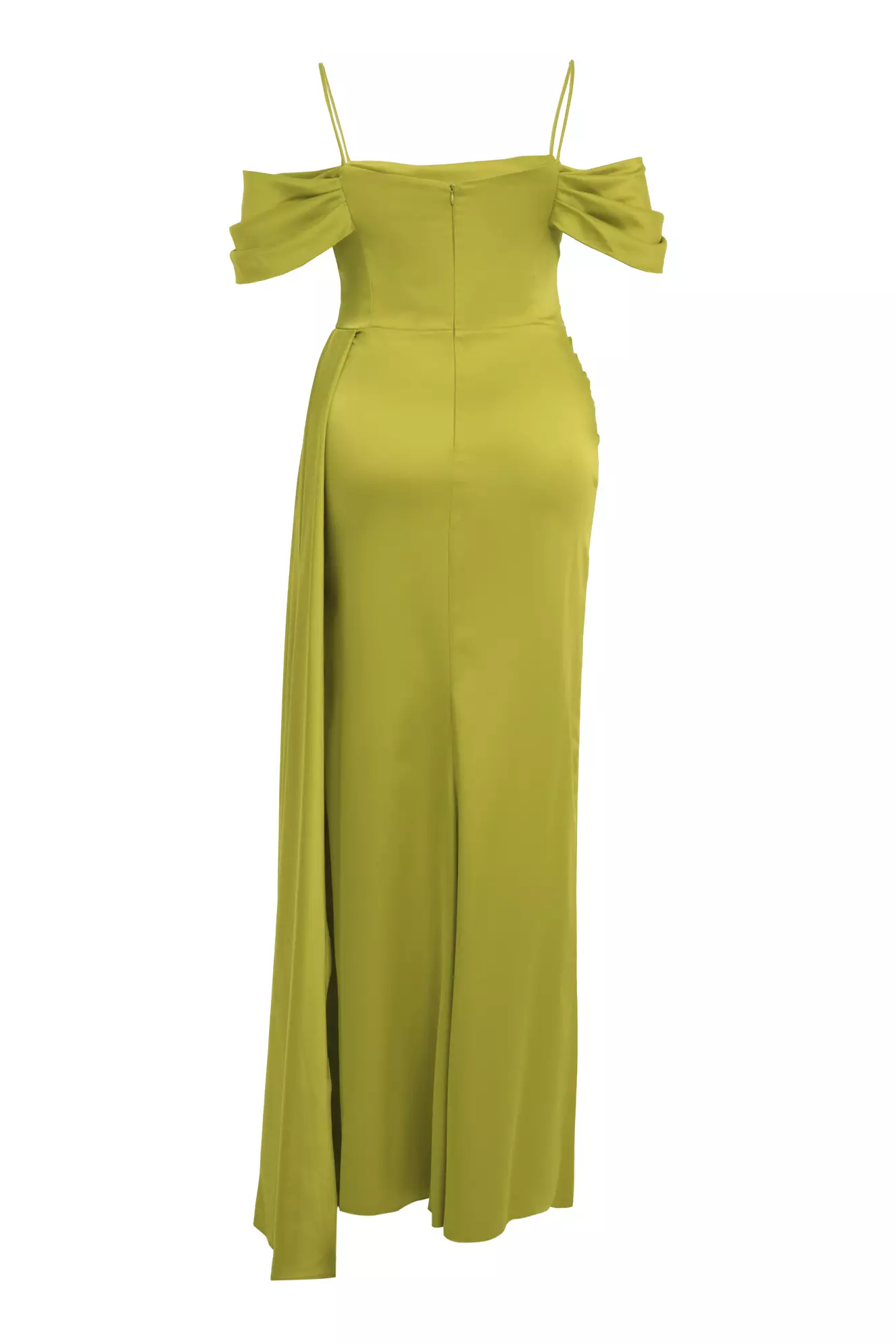 Pistachio green plus size satin sleeveless long dress