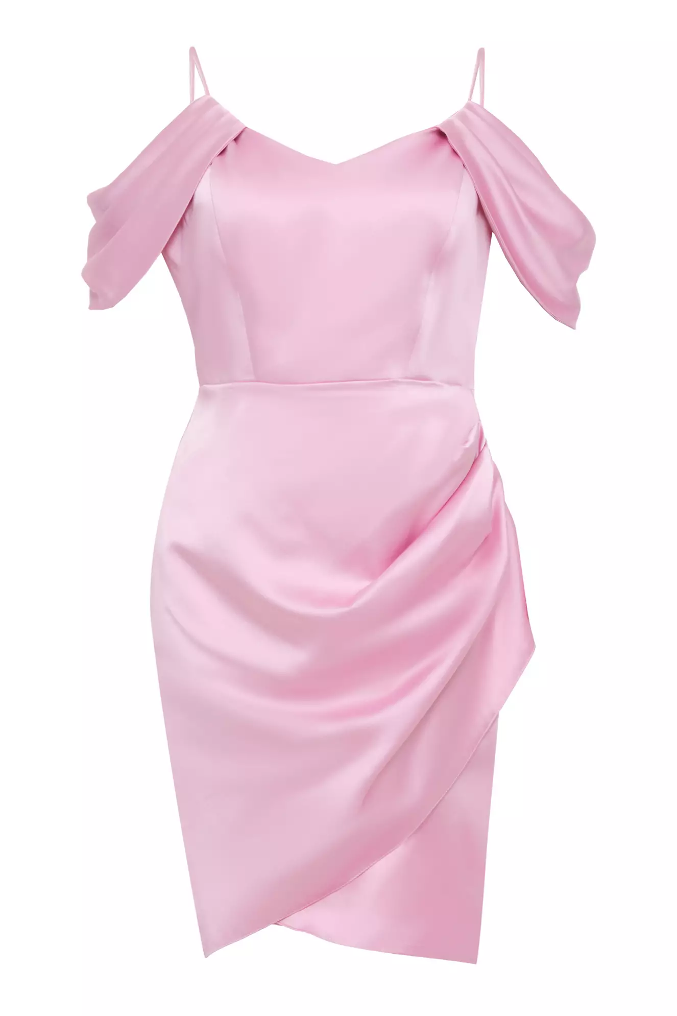 Pink Plus Size Satin Short Sleeve Mini Dress