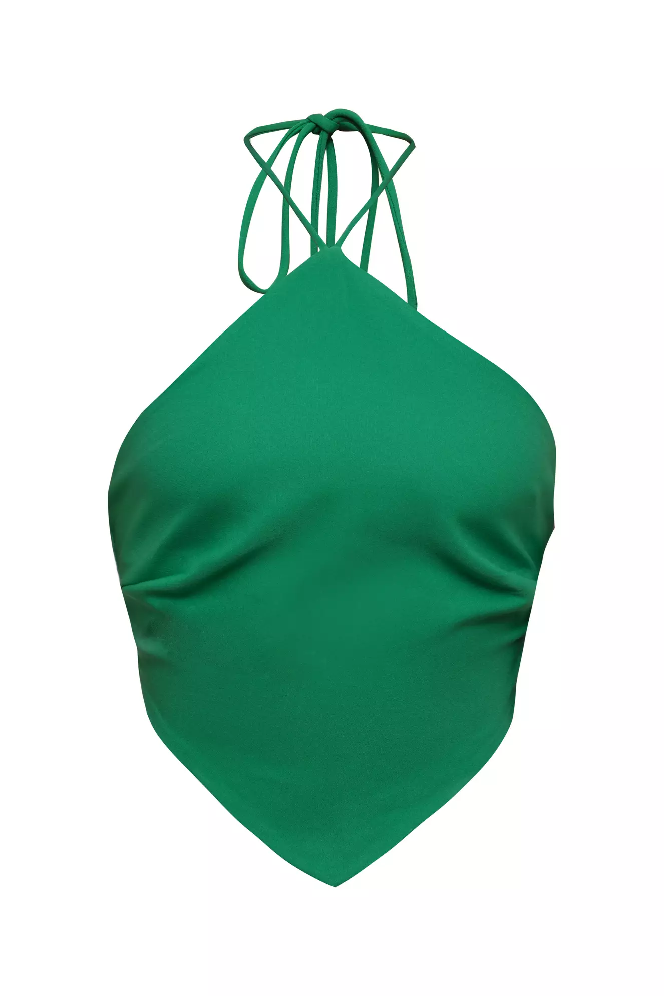 Green Crepe Sleeveless Crop Top