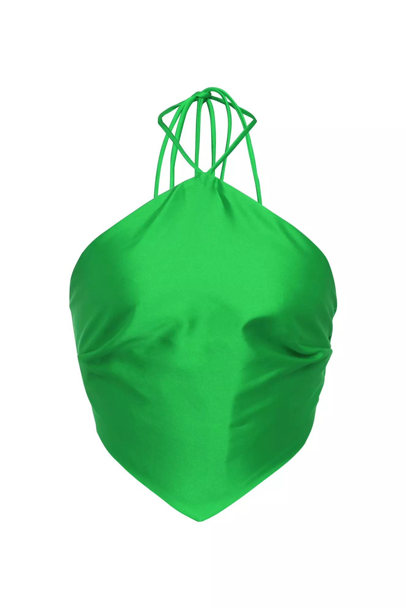 Green Satin Sleeveless Crop Top