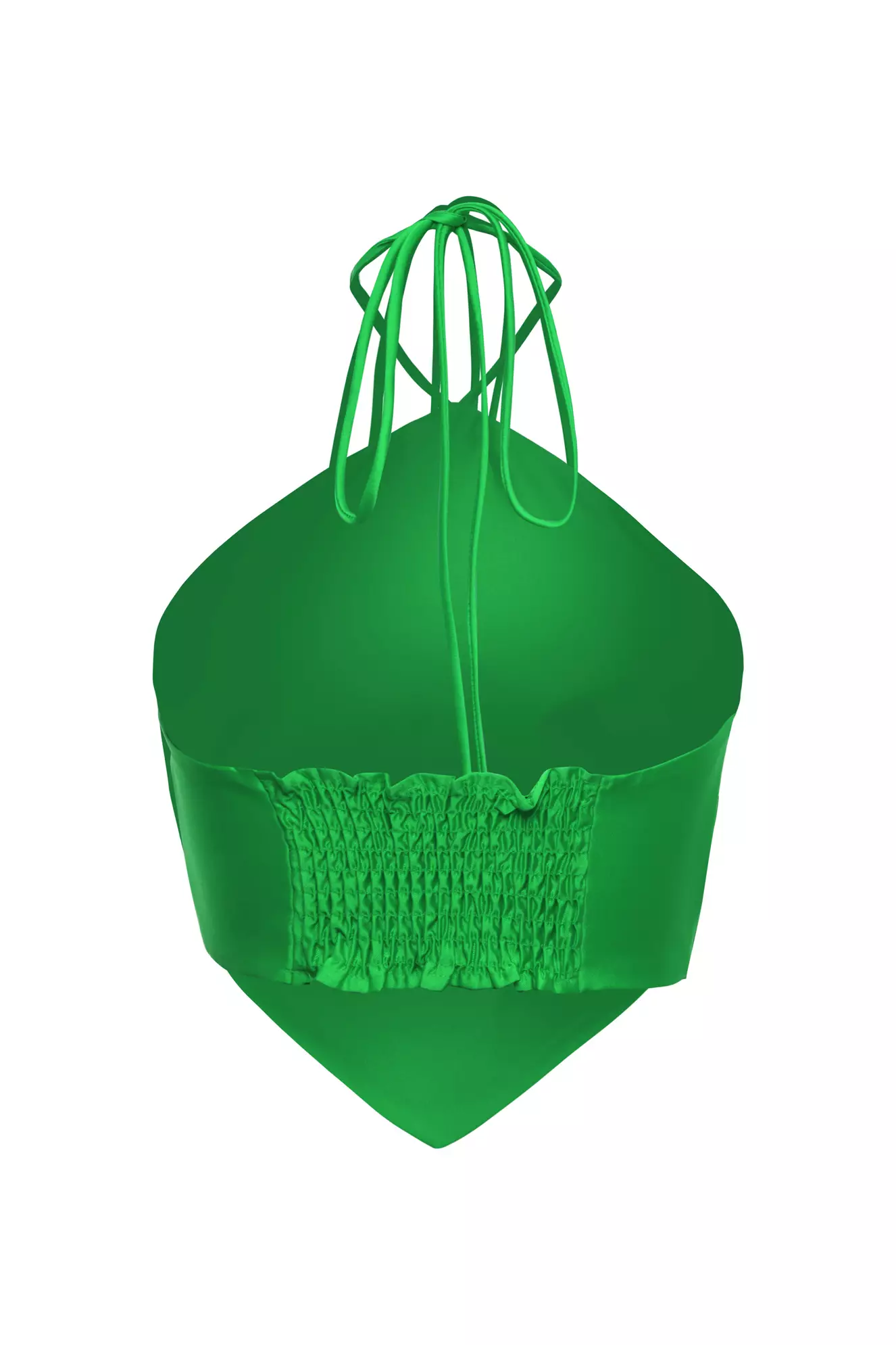 Green Satin Sleeveless Crop Top