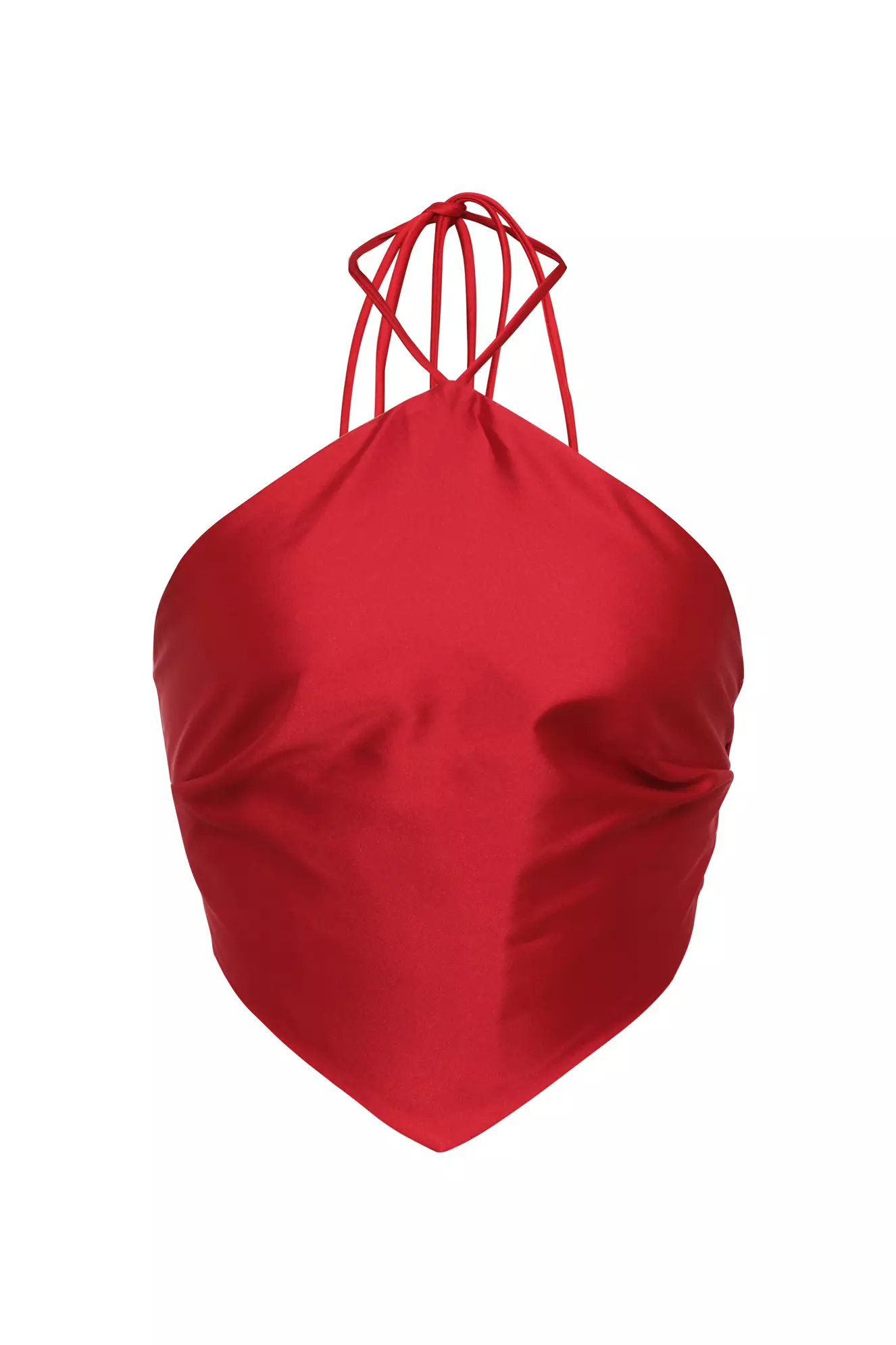 Red Satin Sleeveless Crop Top