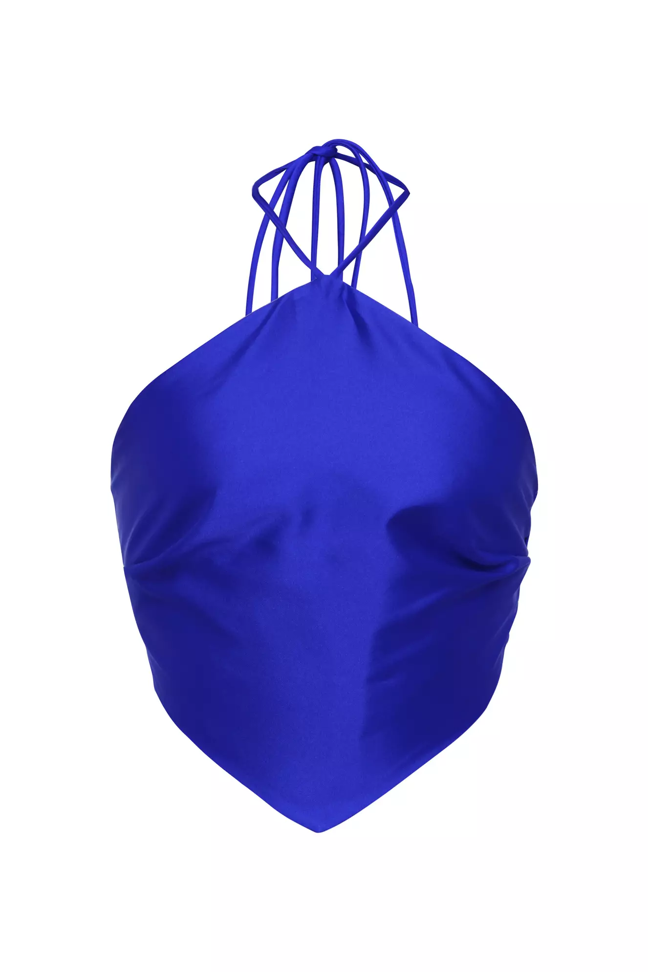 Blue Satin Sleeveless Crop Top