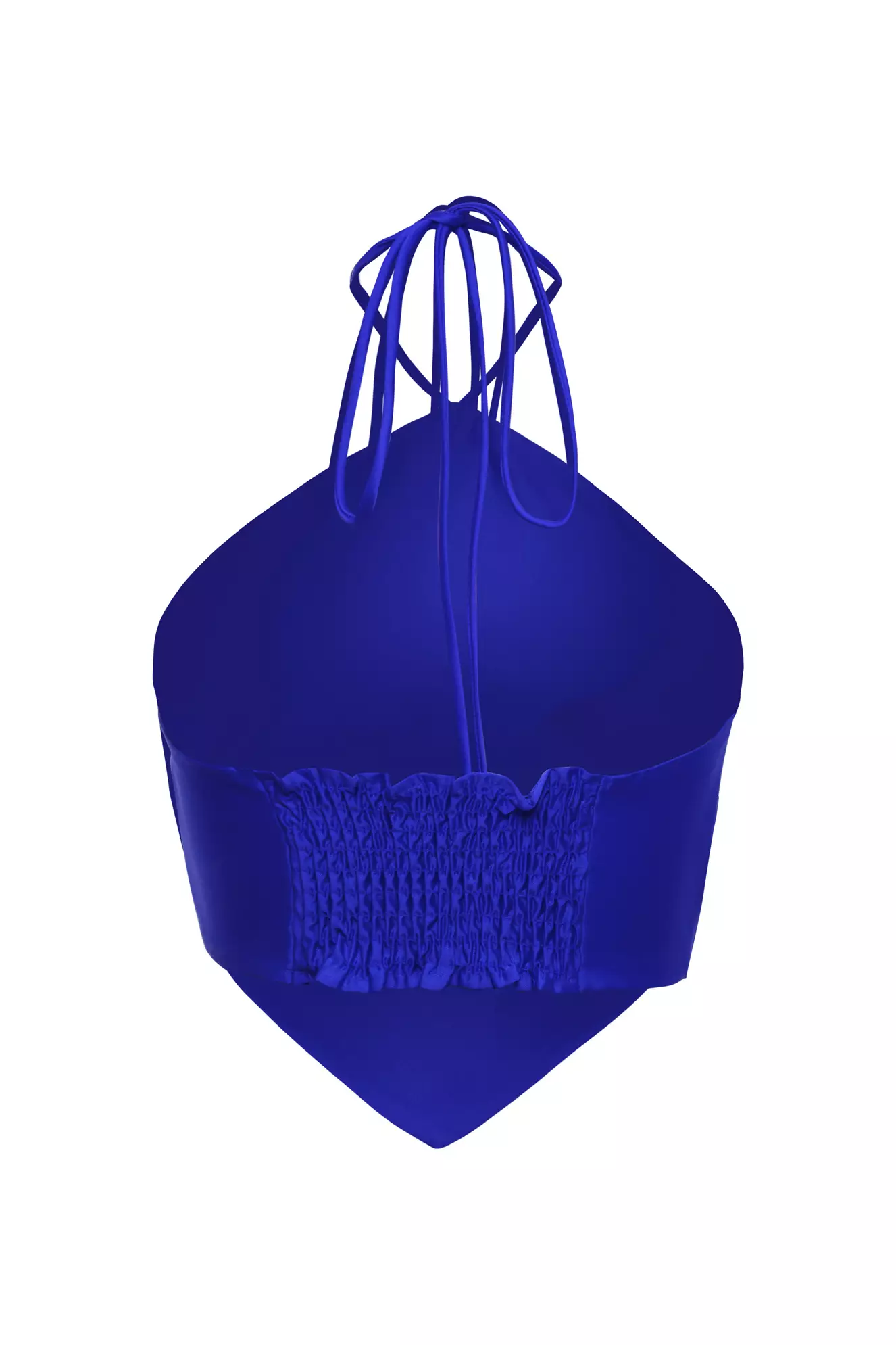 Blue Satin Sleeveless Crop Top