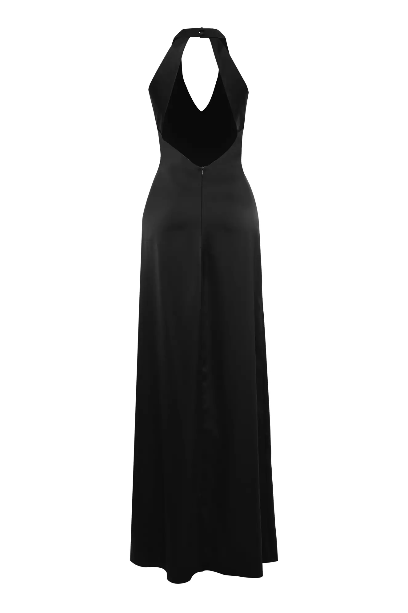 Black Satin Sleeveless Long Dress