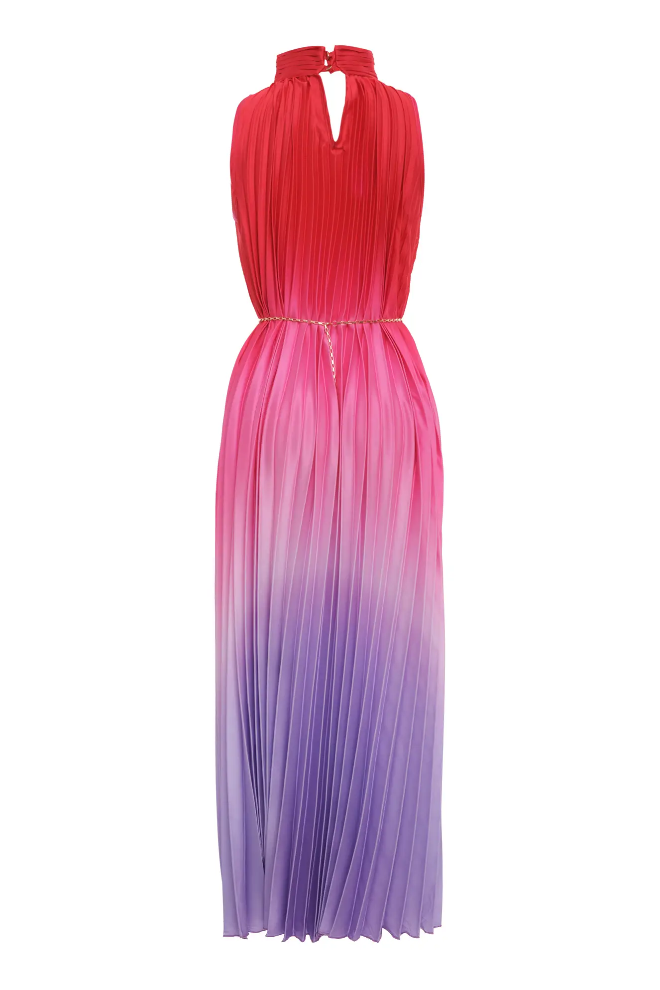 Printed Satin Sleeveless Long Dress