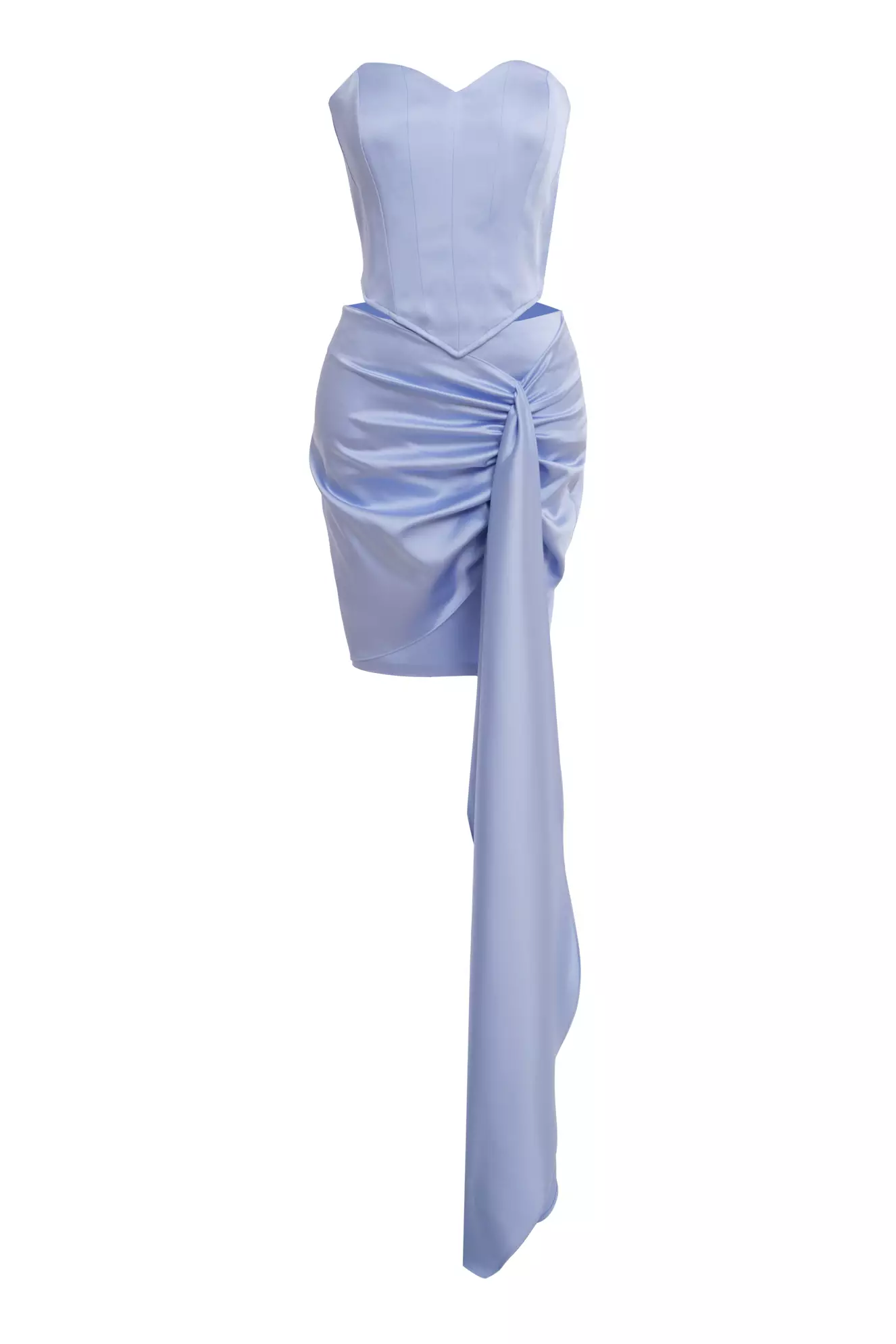 Blue Satin Sleeveless Mini