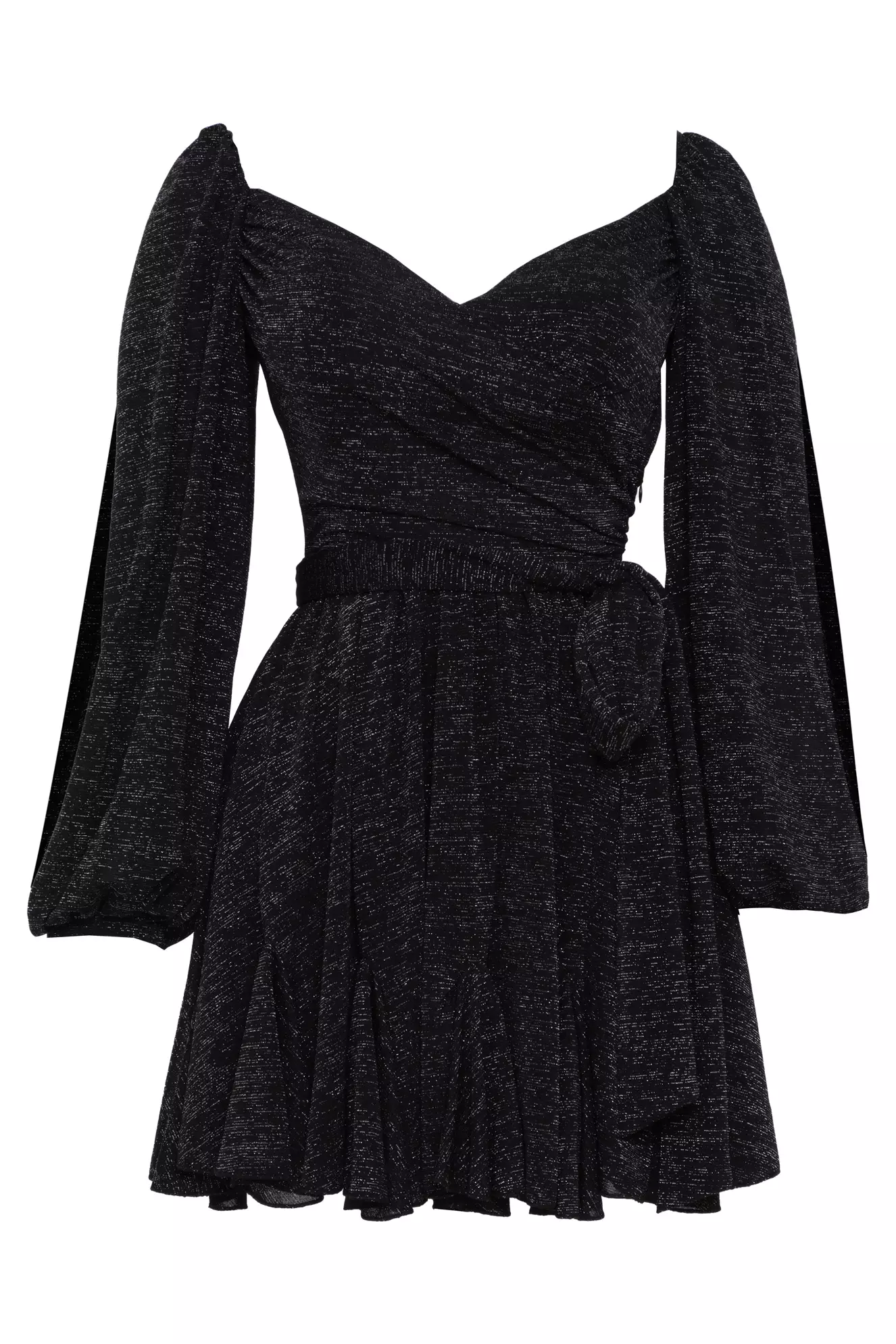 Black Knitted Long Sleeve Mini Dress