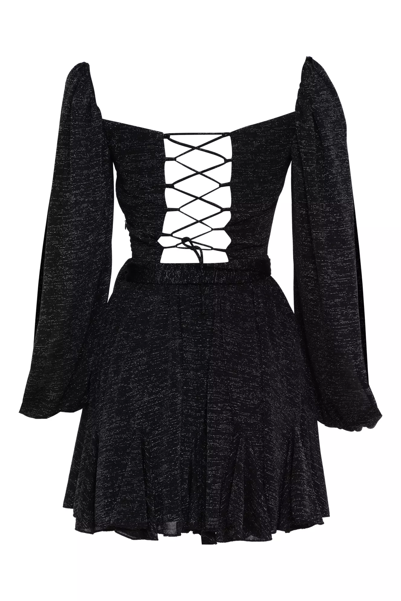 Black Knitted Long Sleeve Mini Dress