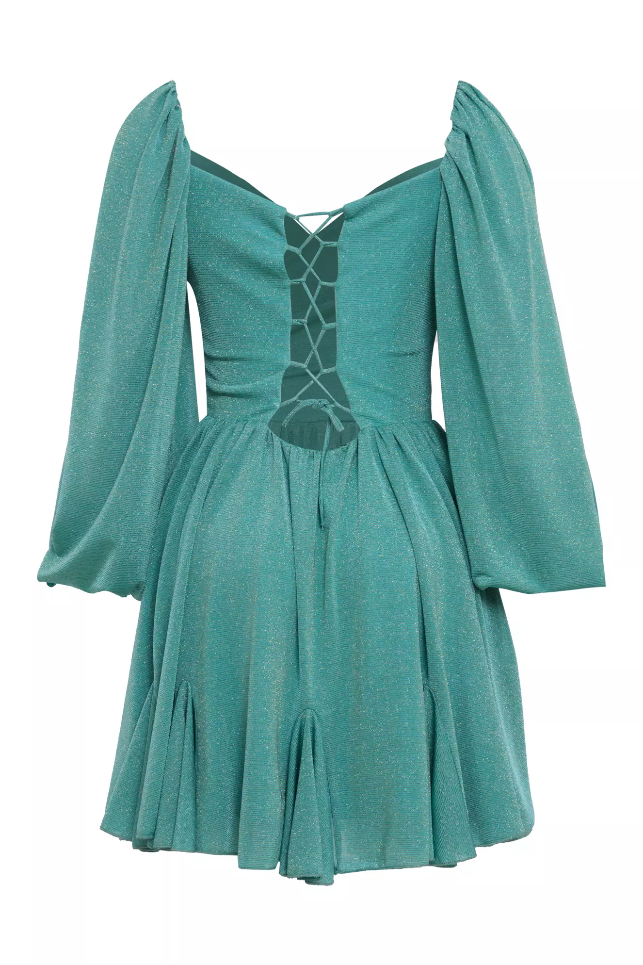 Green Knitted Long Sleeve Mini Dress