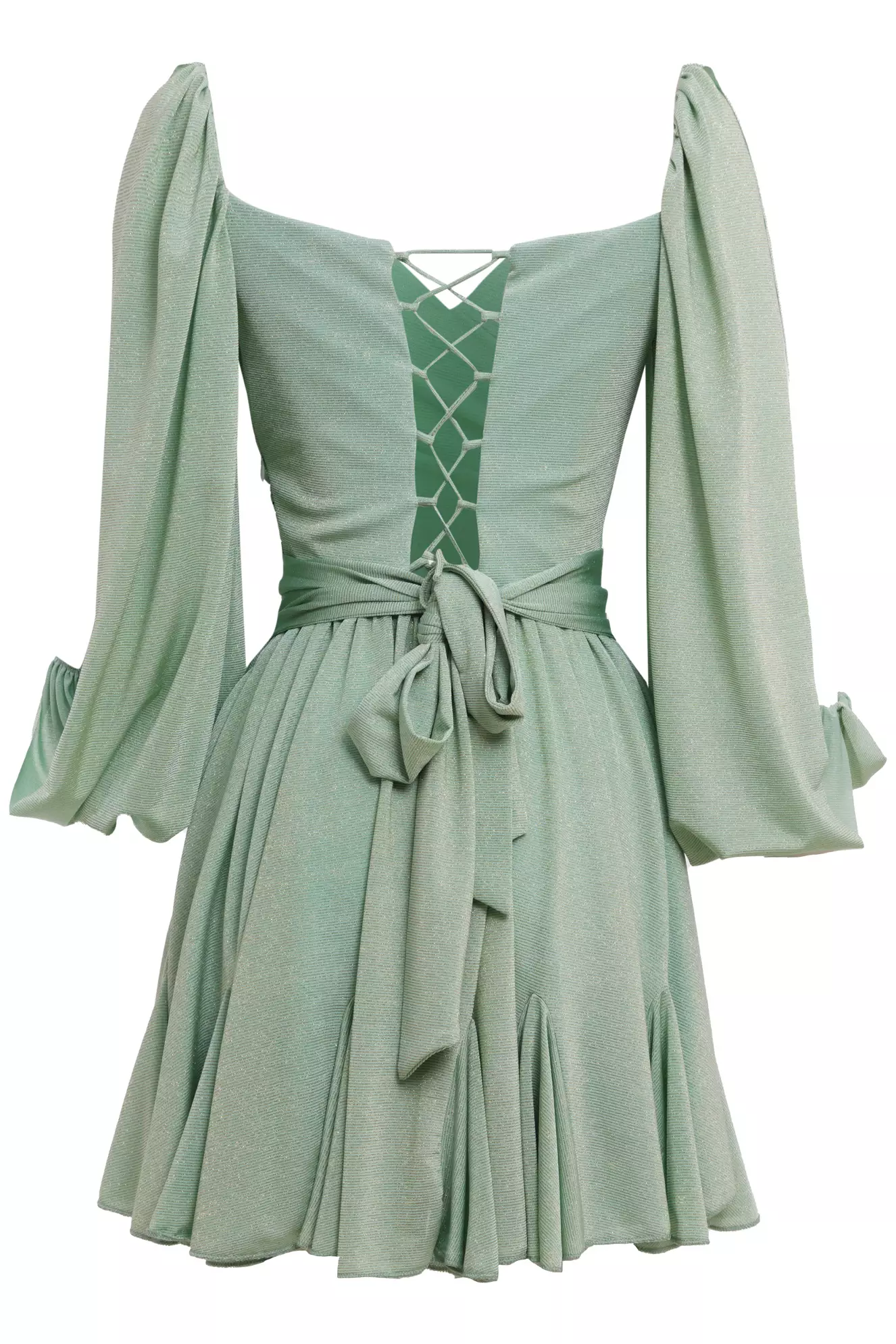 Mint green knitted long sleeve mini dress