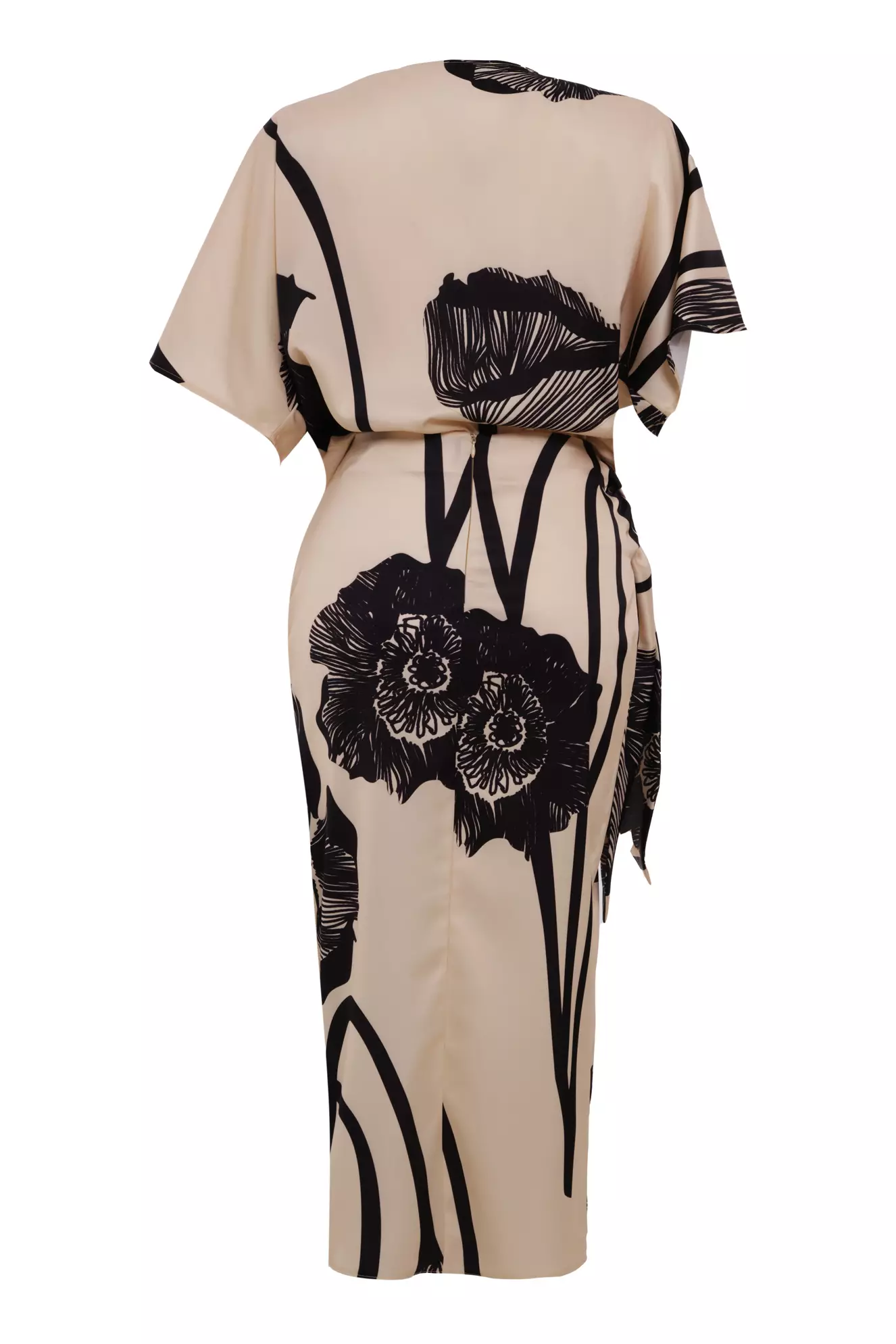 Printed Satin Short Sleeve Midi