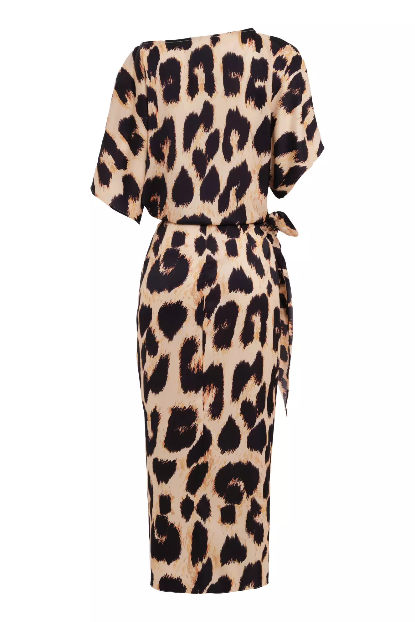Printed Satin Short Sleeve Midi