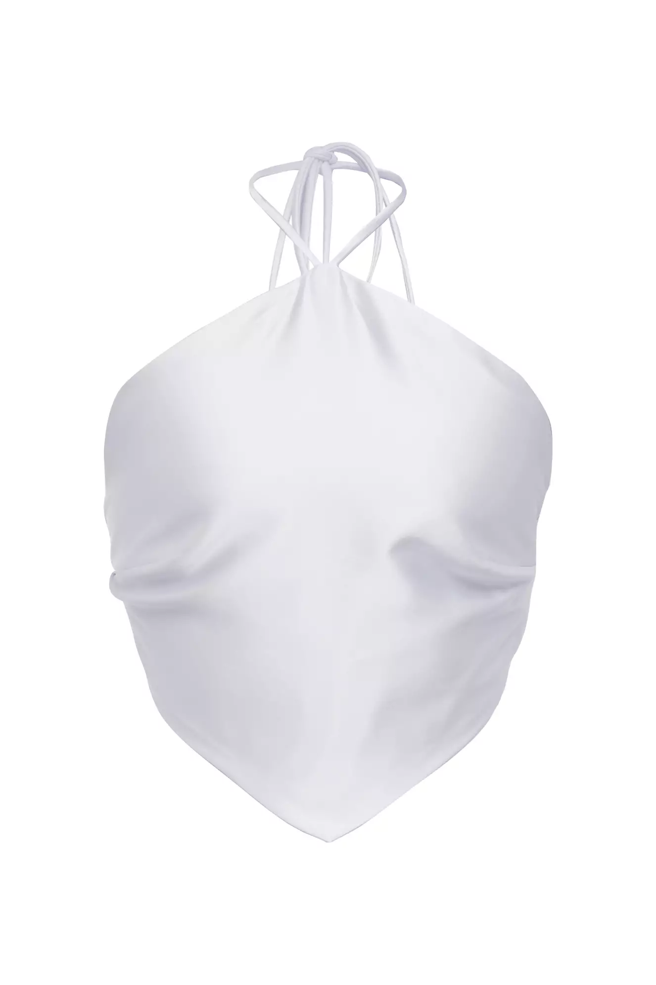 White Satin Sleeveless Crop Top