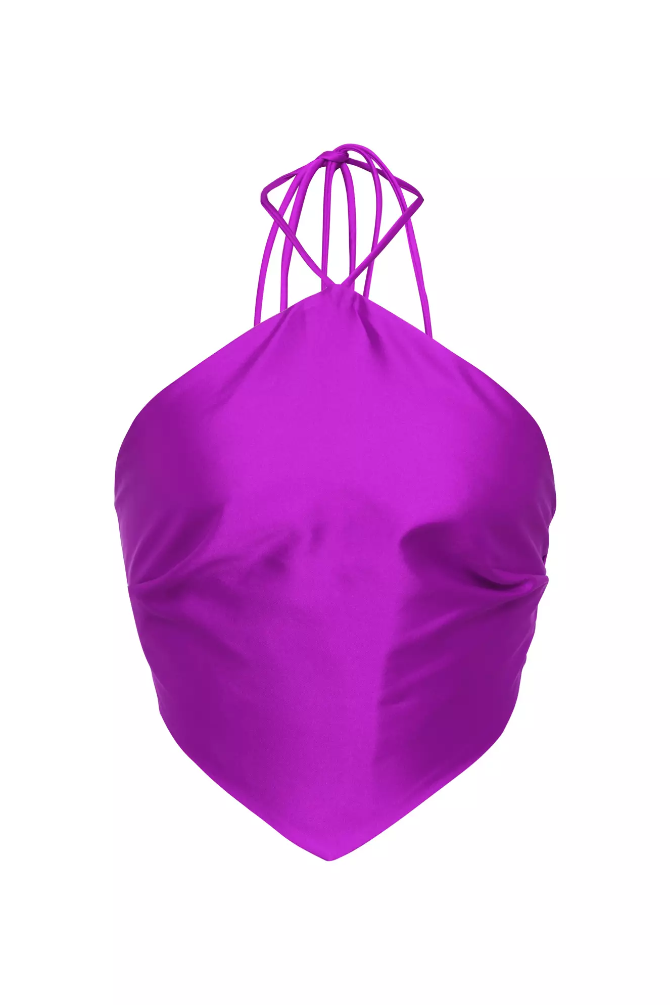 Fuchsia Satin Sleeveless Crop Top