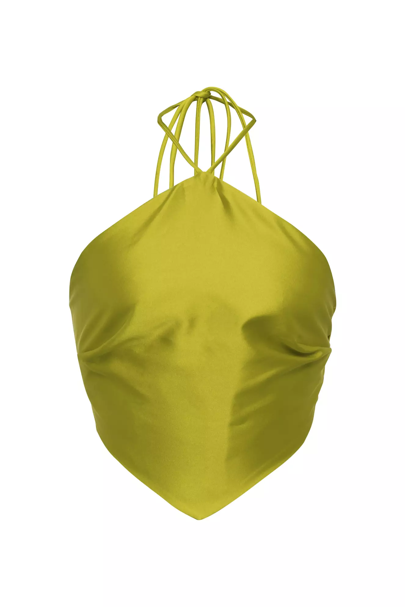 Pistachio Green Satin Sleeveless Crop Top