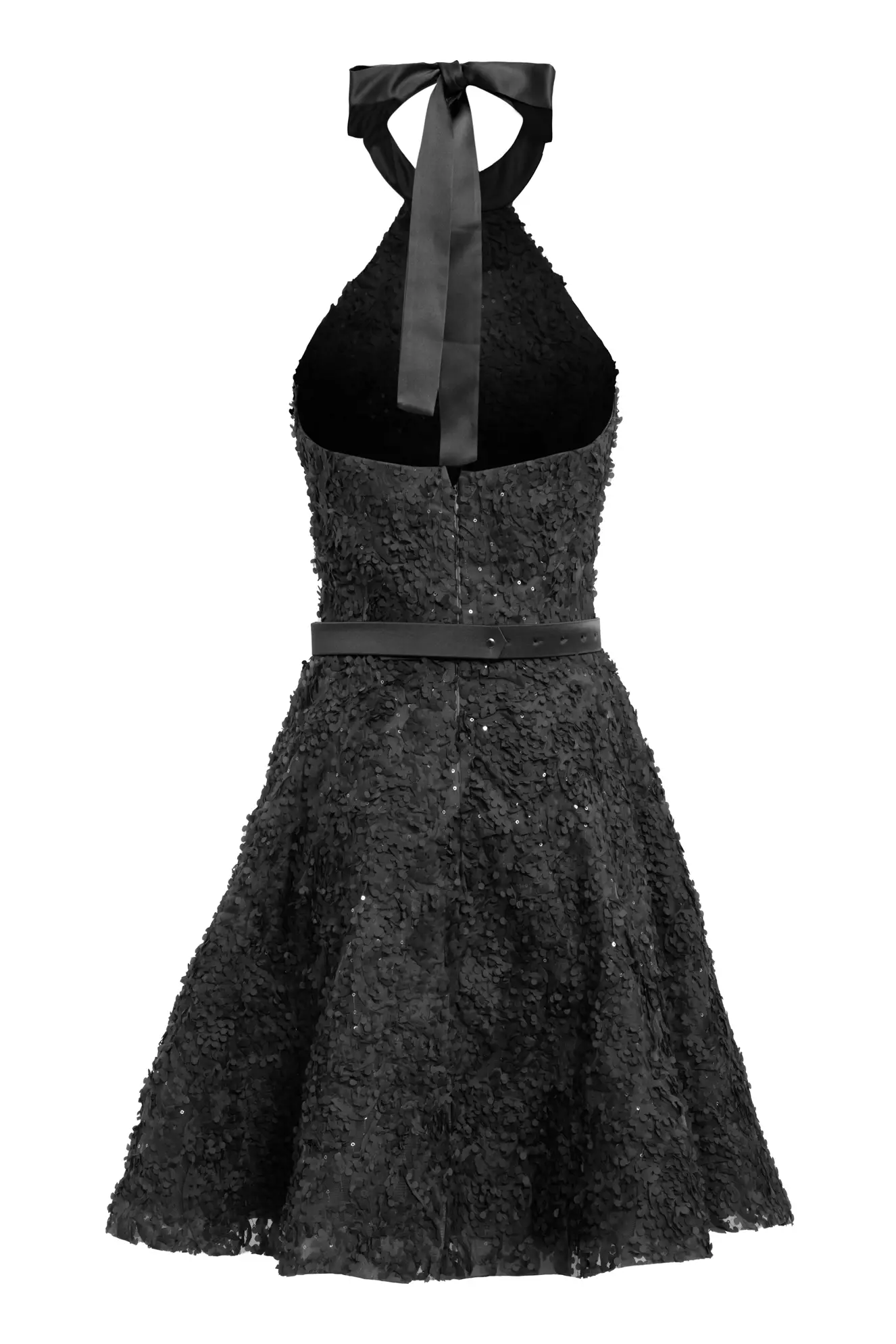 Black sequin sleeveless mini dress