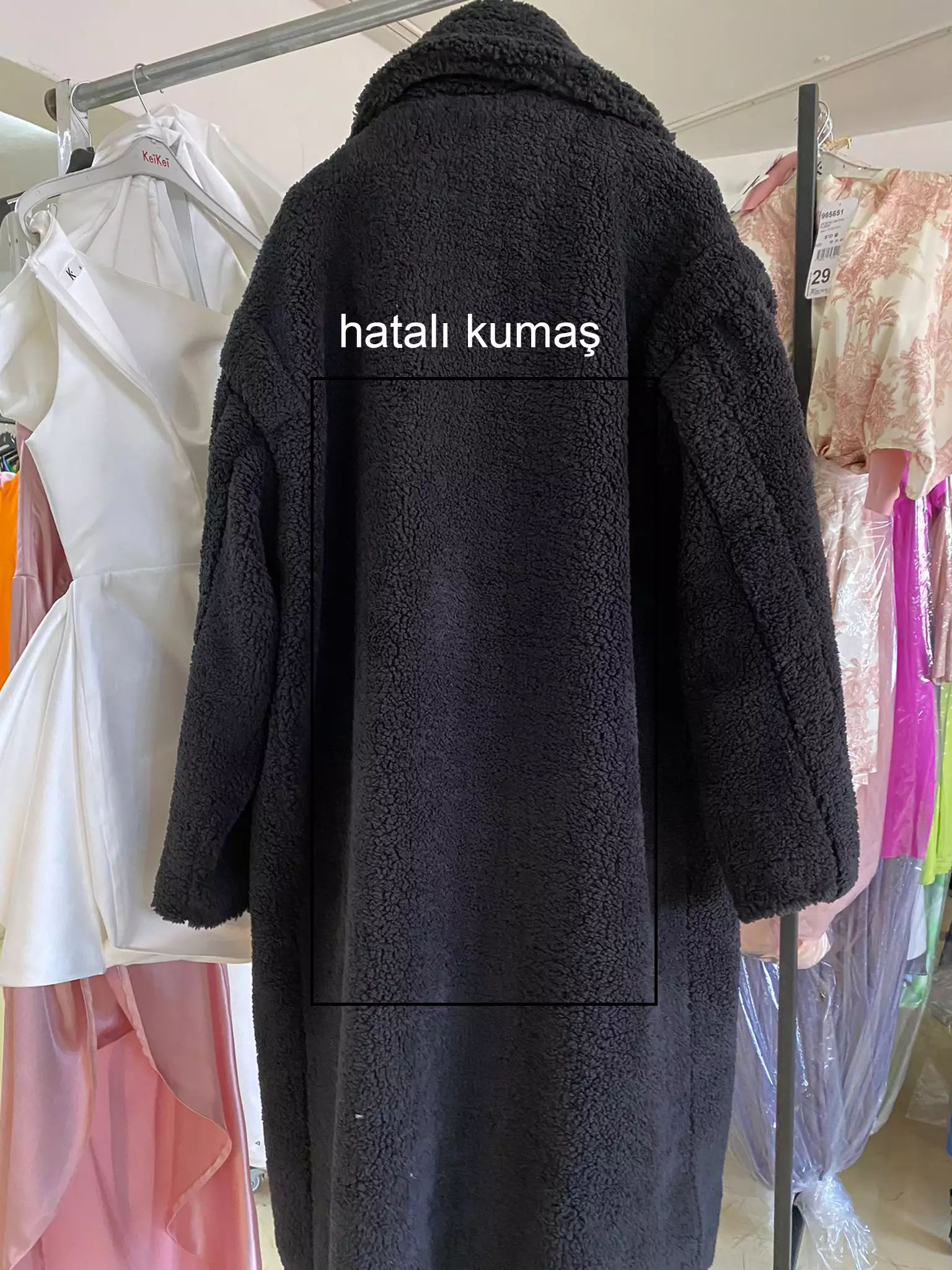 Black teddy bear long sleeve maxi coat