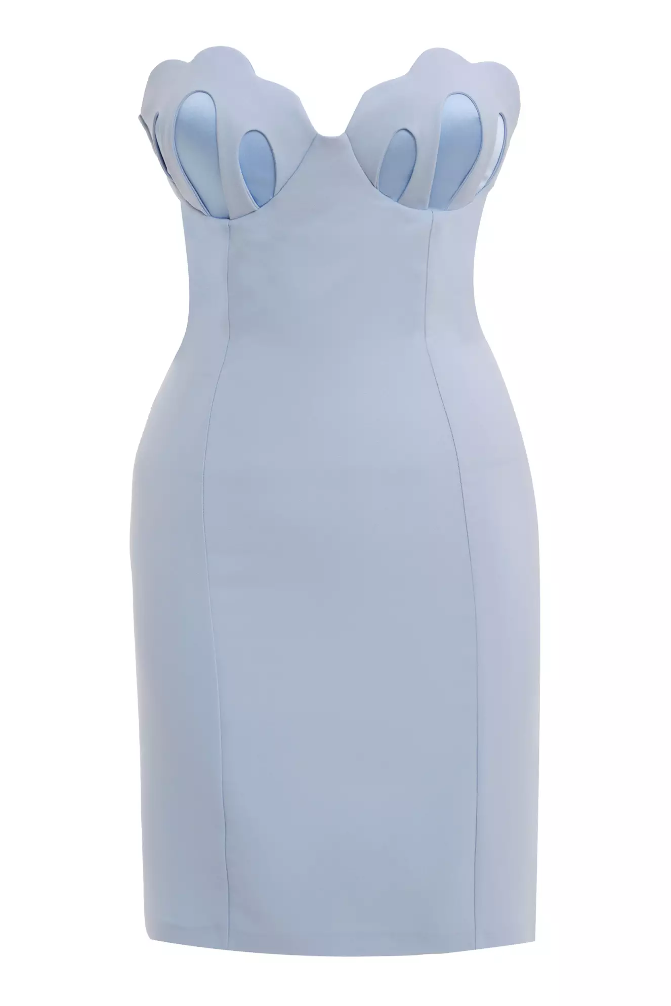 Blue Crepe Sleeveless Mini Dress