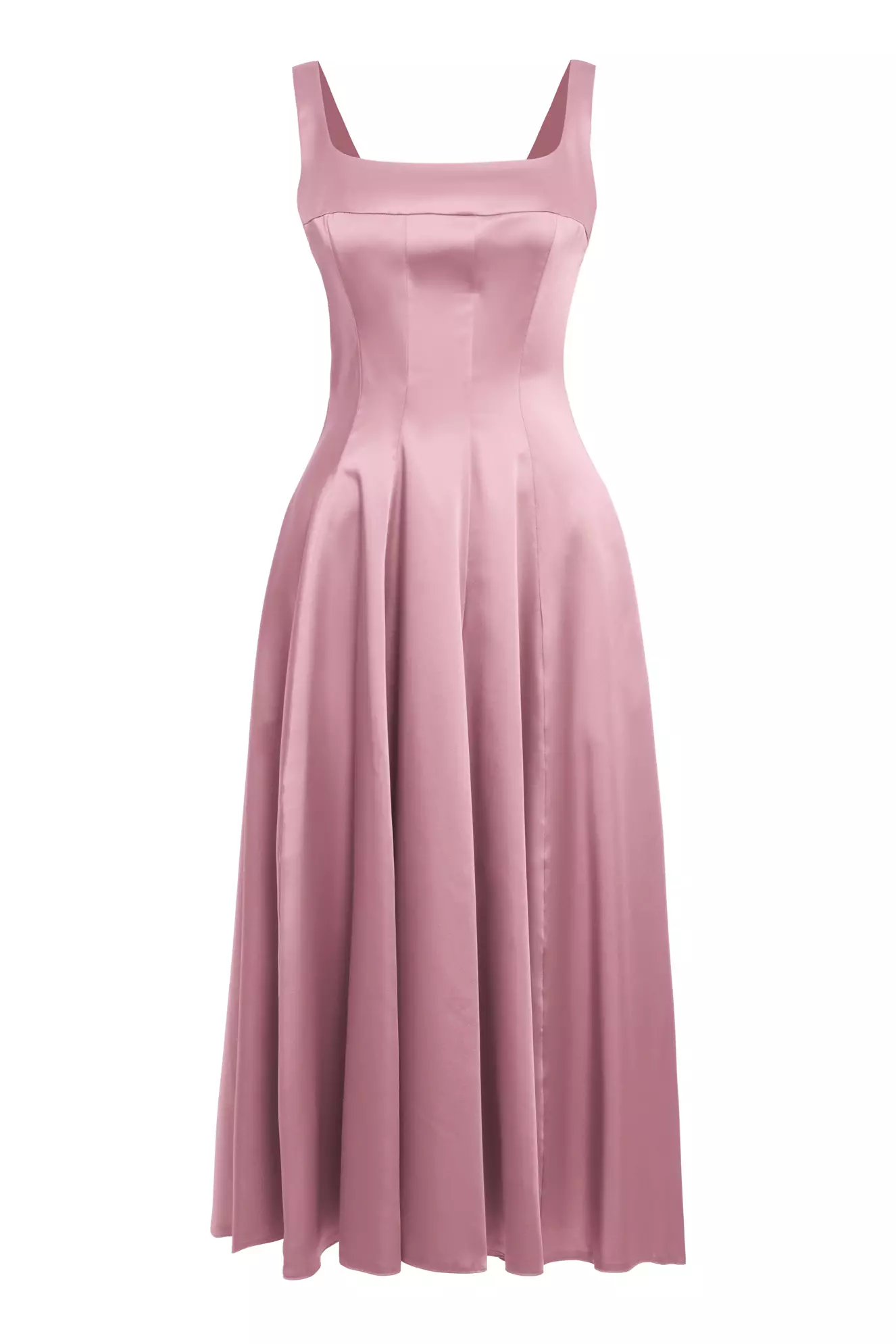 Blush Satin Sleeveless Midi Dress