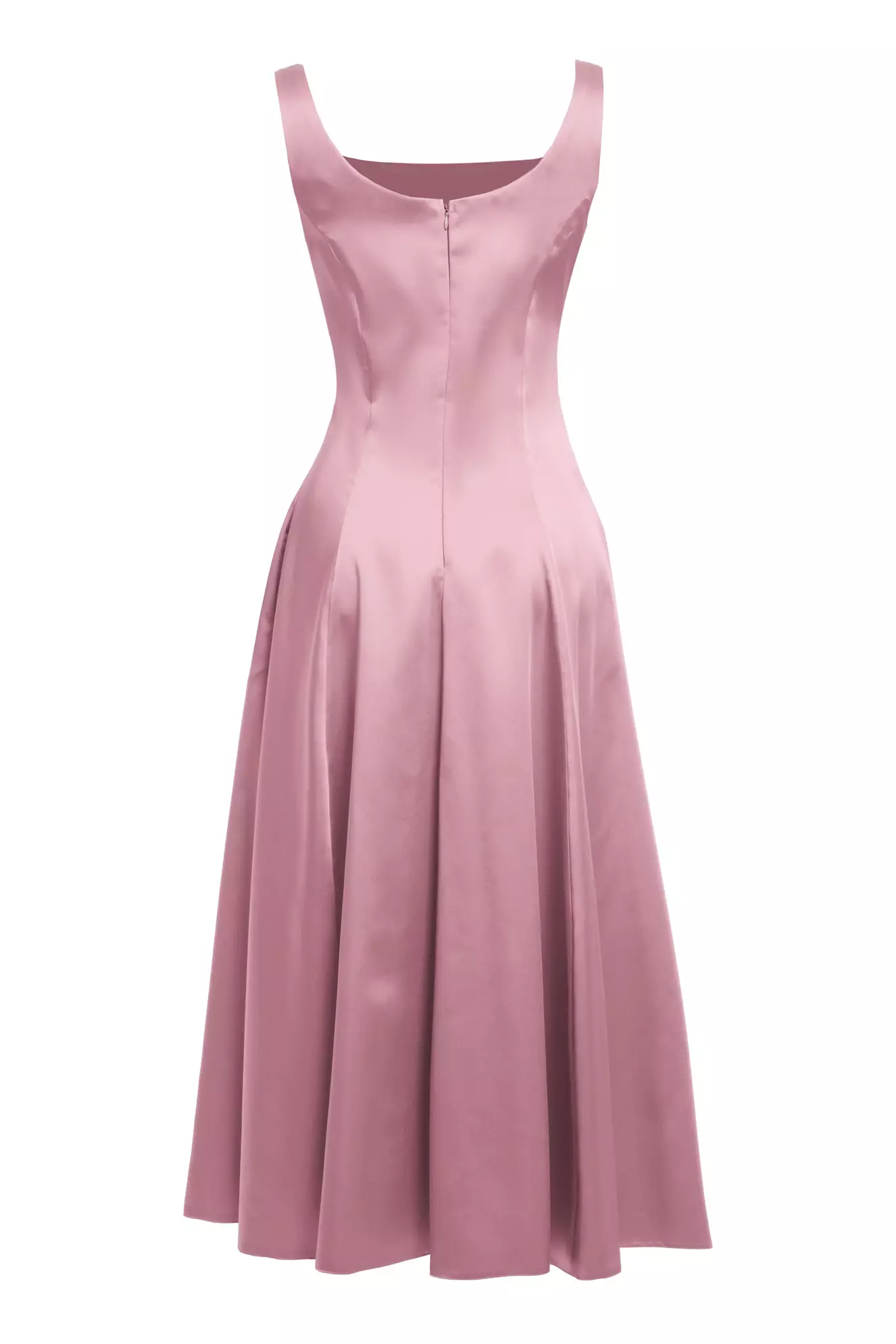 Blush Satin Sleeveless Midi Dress