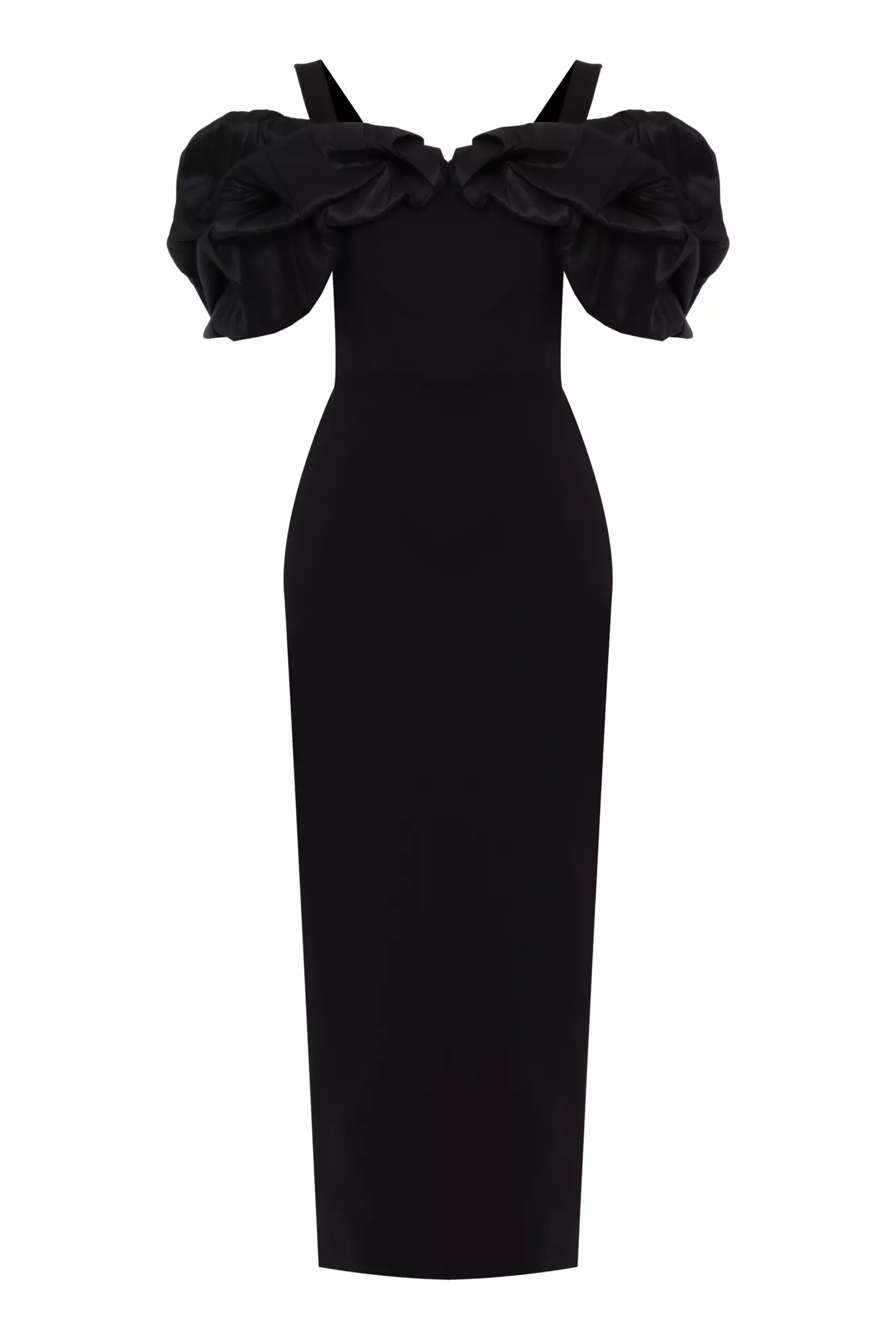 Black Crepe Sleeveless Long Dress