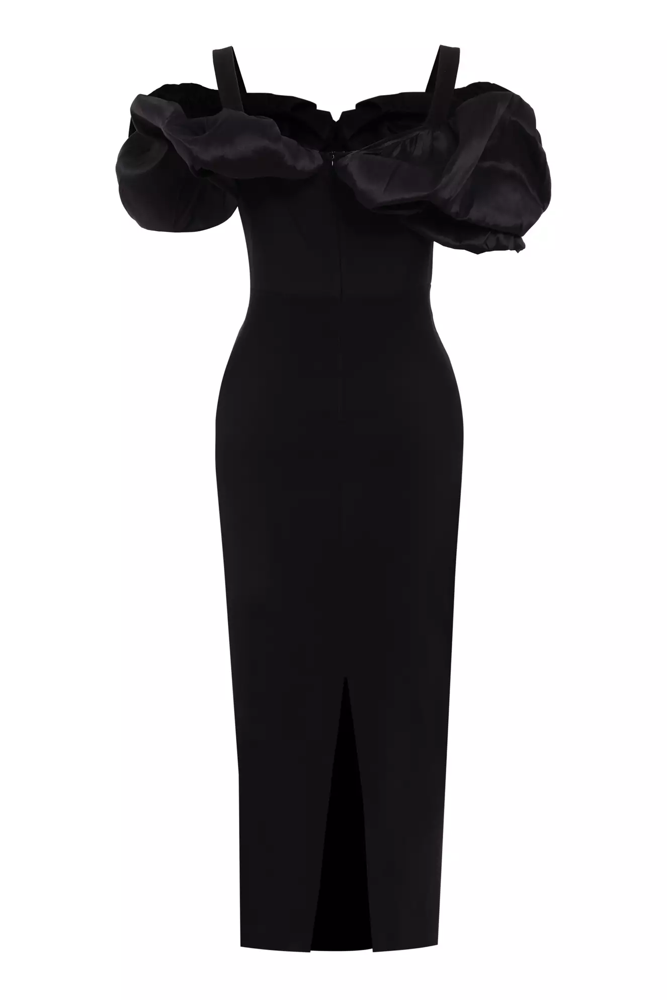 Black Crepe Sleeveless Long Dress