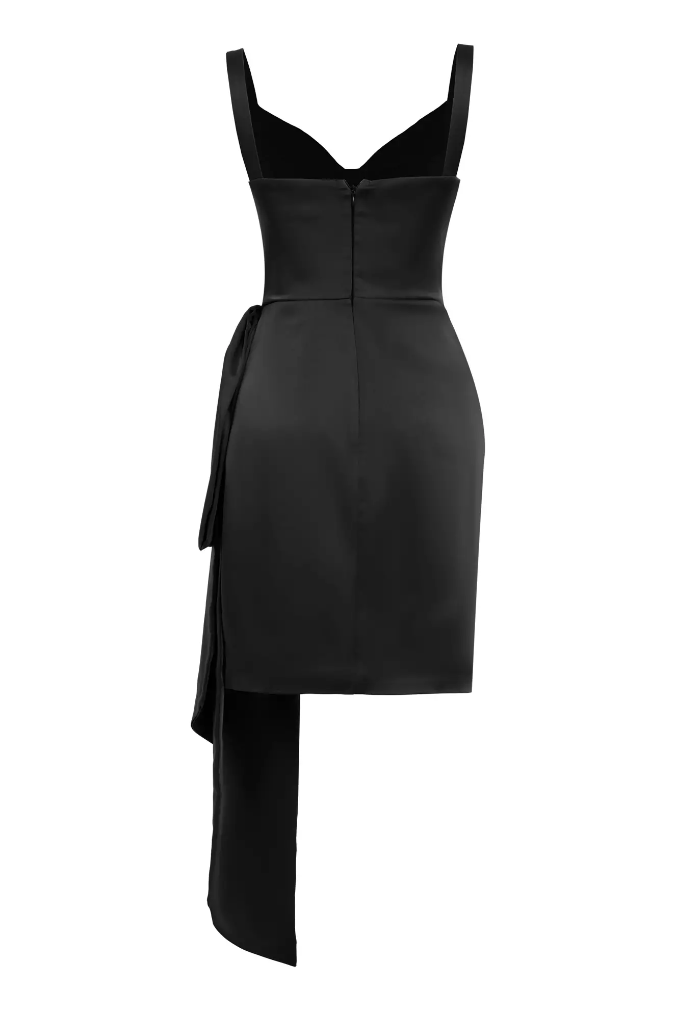 Black Satin Sleeveless Mini Dress